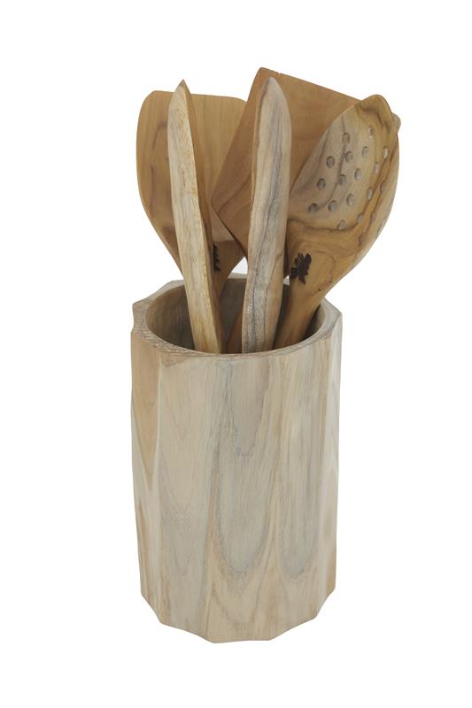 Natural Teak Root Kitchen Utensil Holder