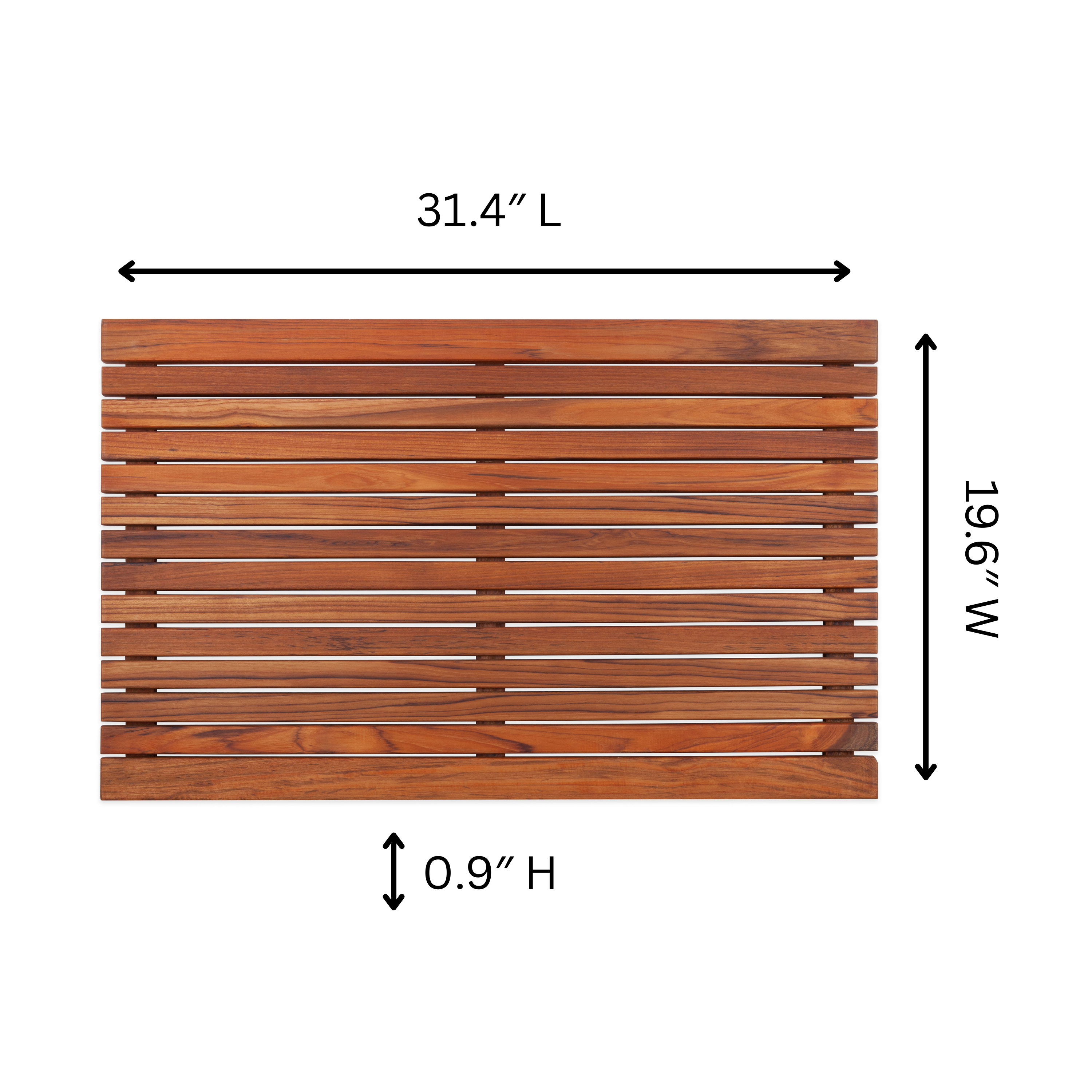 Durango Oiled Teak Shower and Bath Mat with Wide End Slat 31.4″ x 19.6″