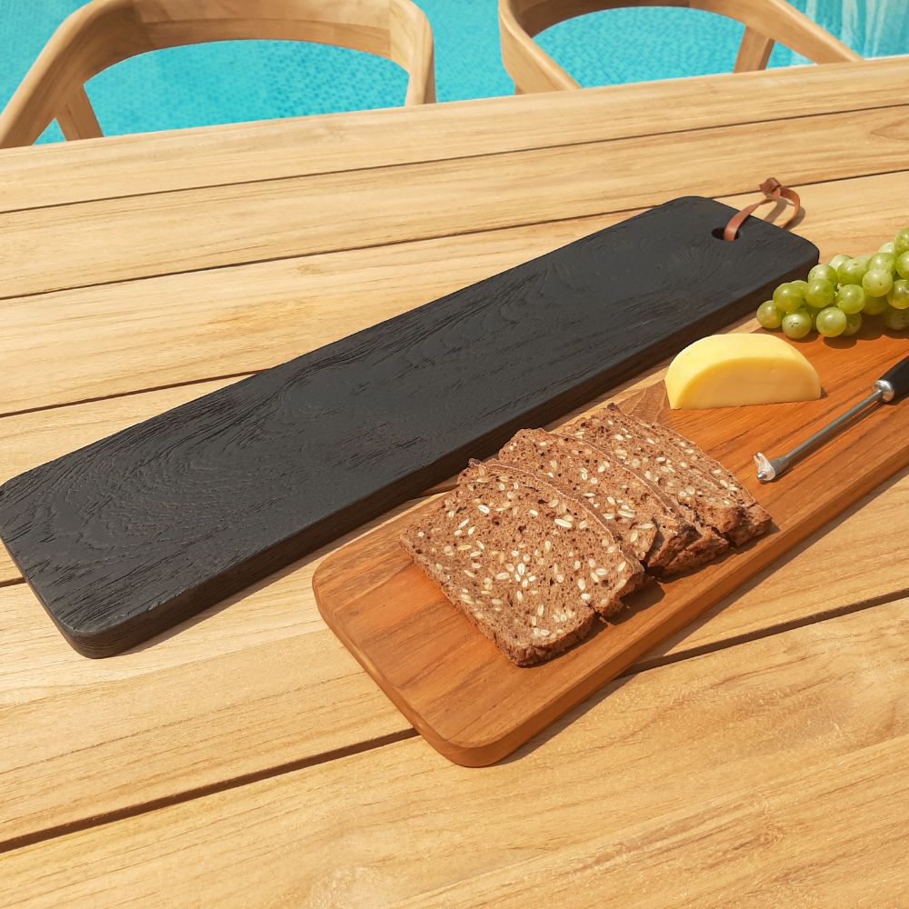 Charcoal Teak Charcuterie/Cutting Board 24"