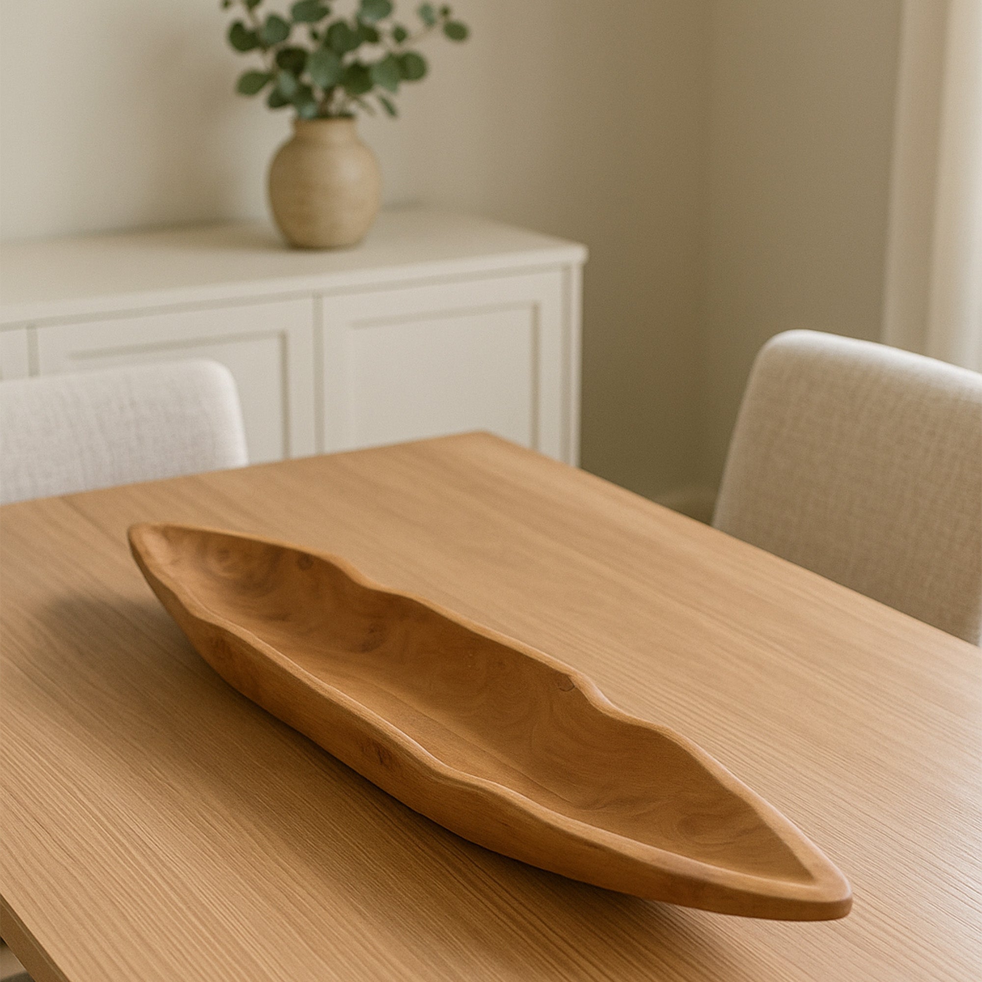 Viking Boat Natural Teak Table Centerpiece