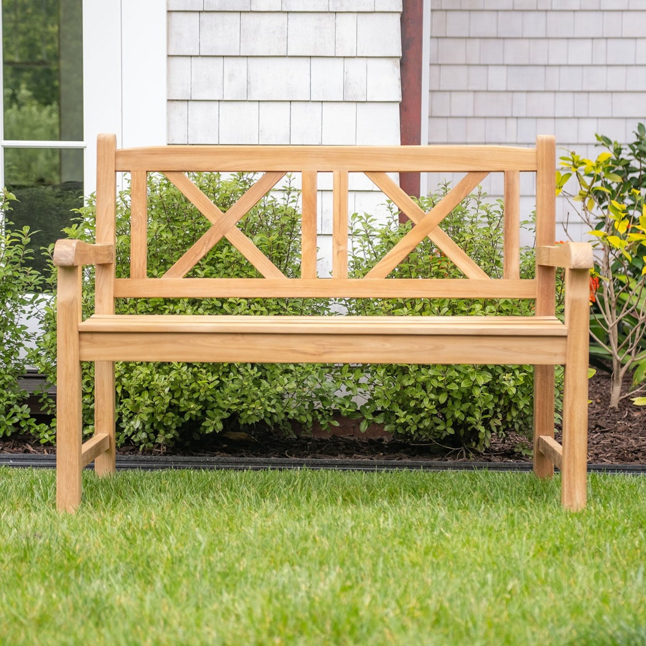 Åre 2 Person Natural Teak Outdoor Patio and Garden Bench
