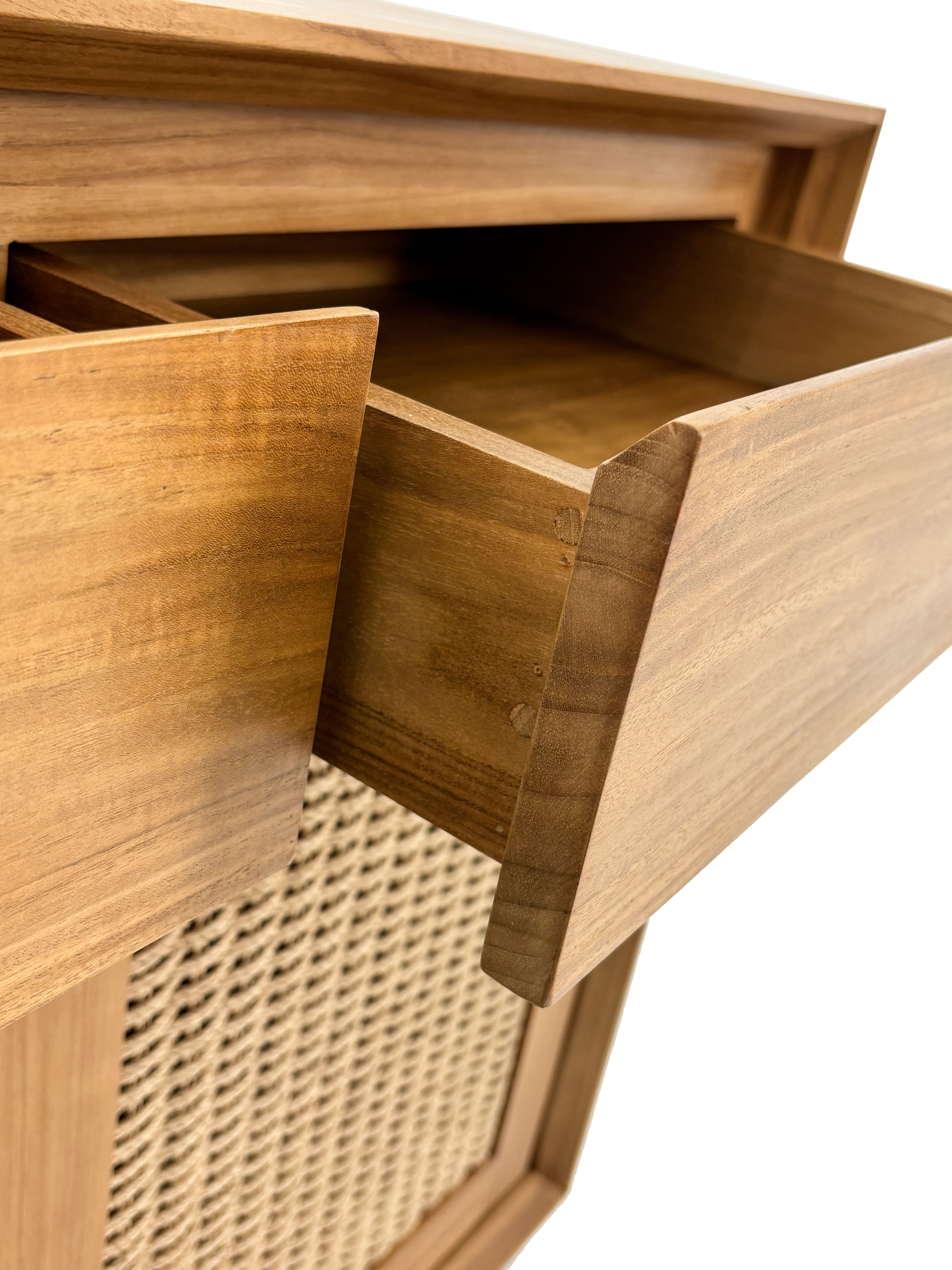 Oslo Natural Teak Indoor Sideboard with Fabric Doors - 61"