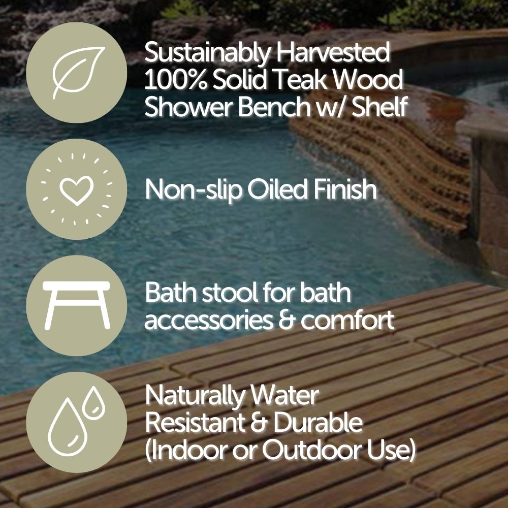 Myrtle Natural Spa Bench with Shelf – 18″