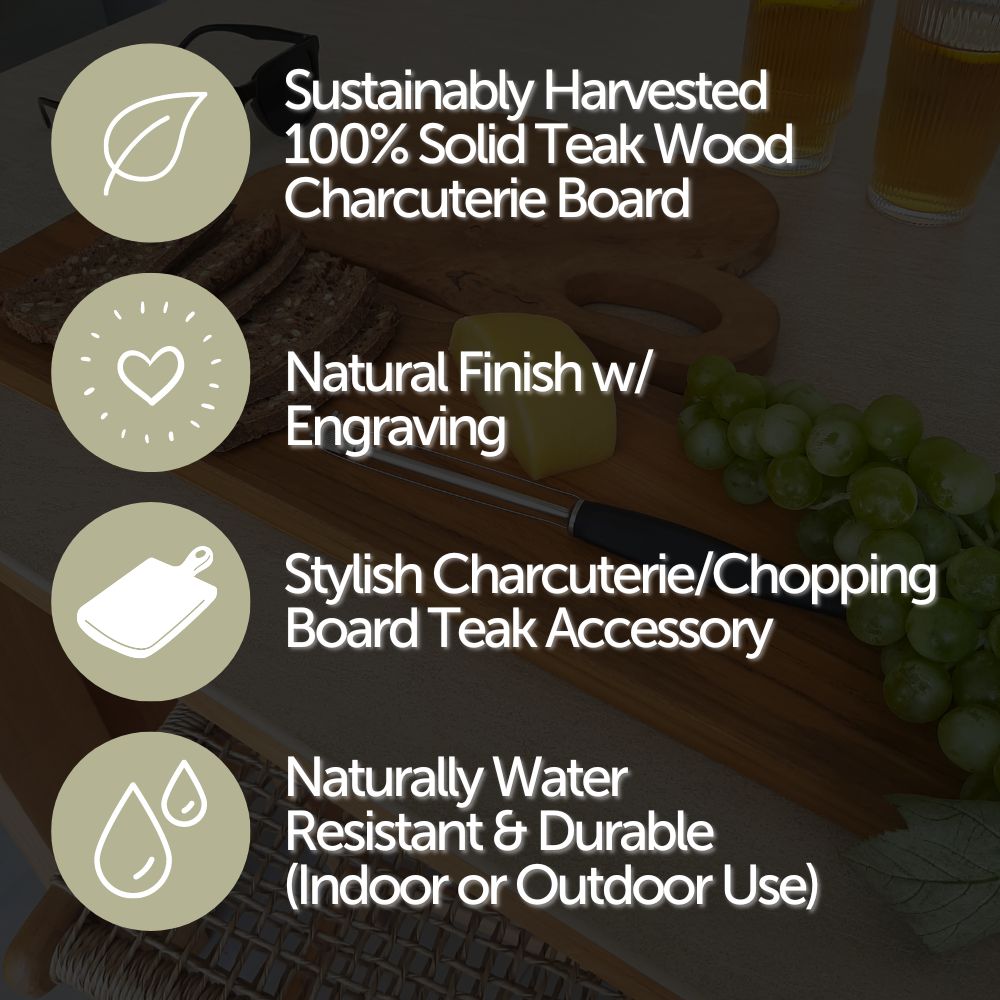 Natural Teak Charcuterie/Cutting Board 24"