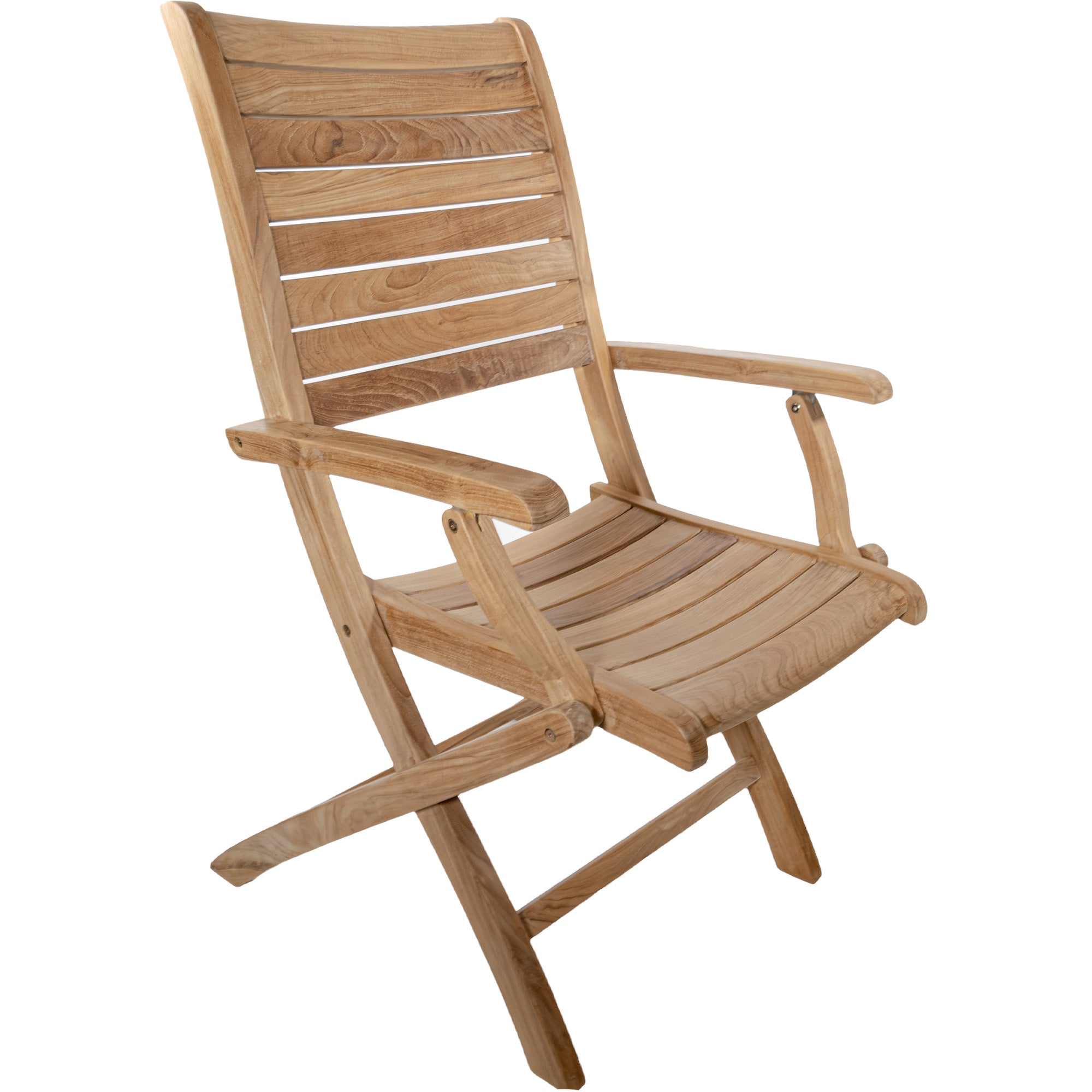 Naples Natural Teak Outdoor Patio Folding Chair with Arm Rests