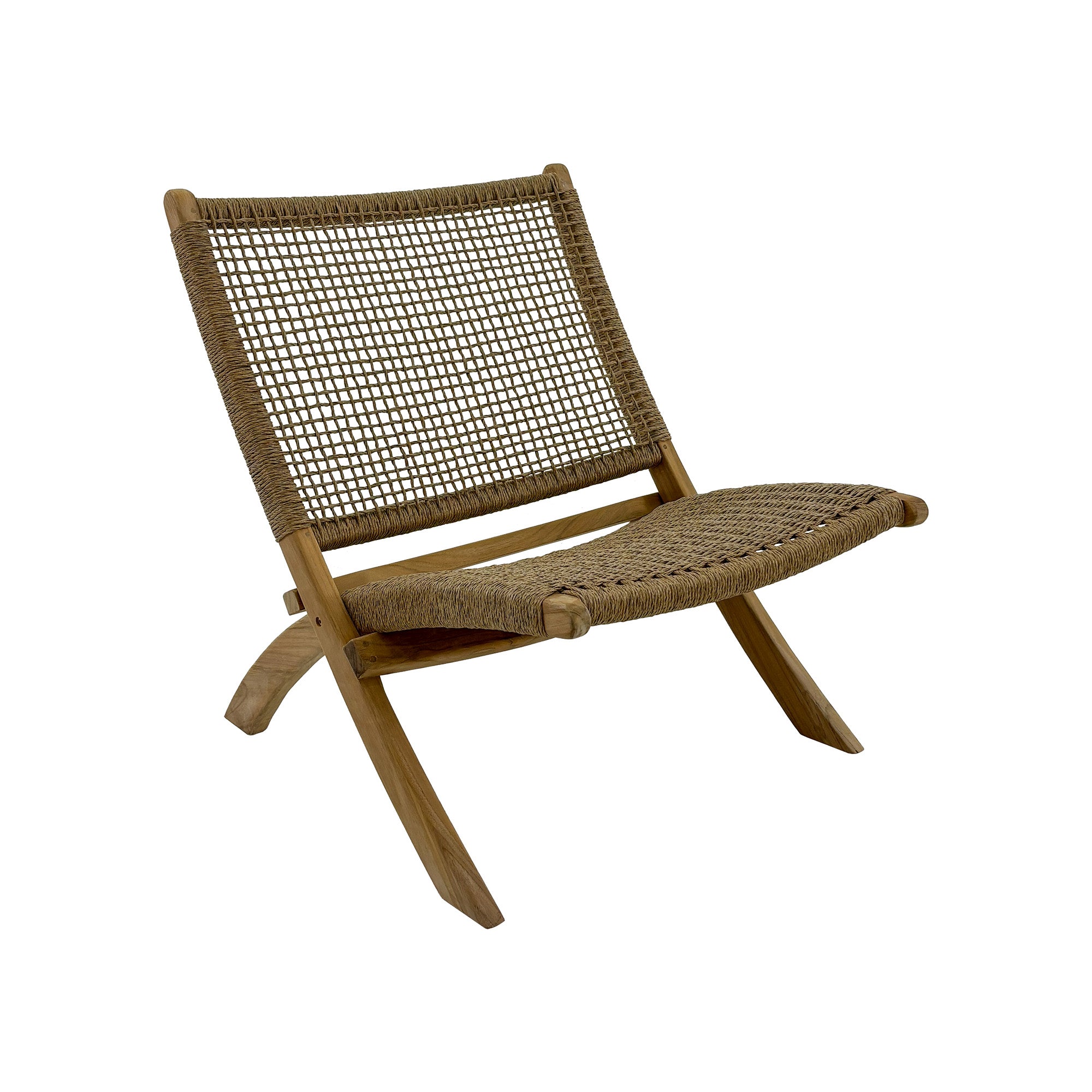 Jamaican Natural Outdoor Folding Lounge Chair with Polystrand Seat