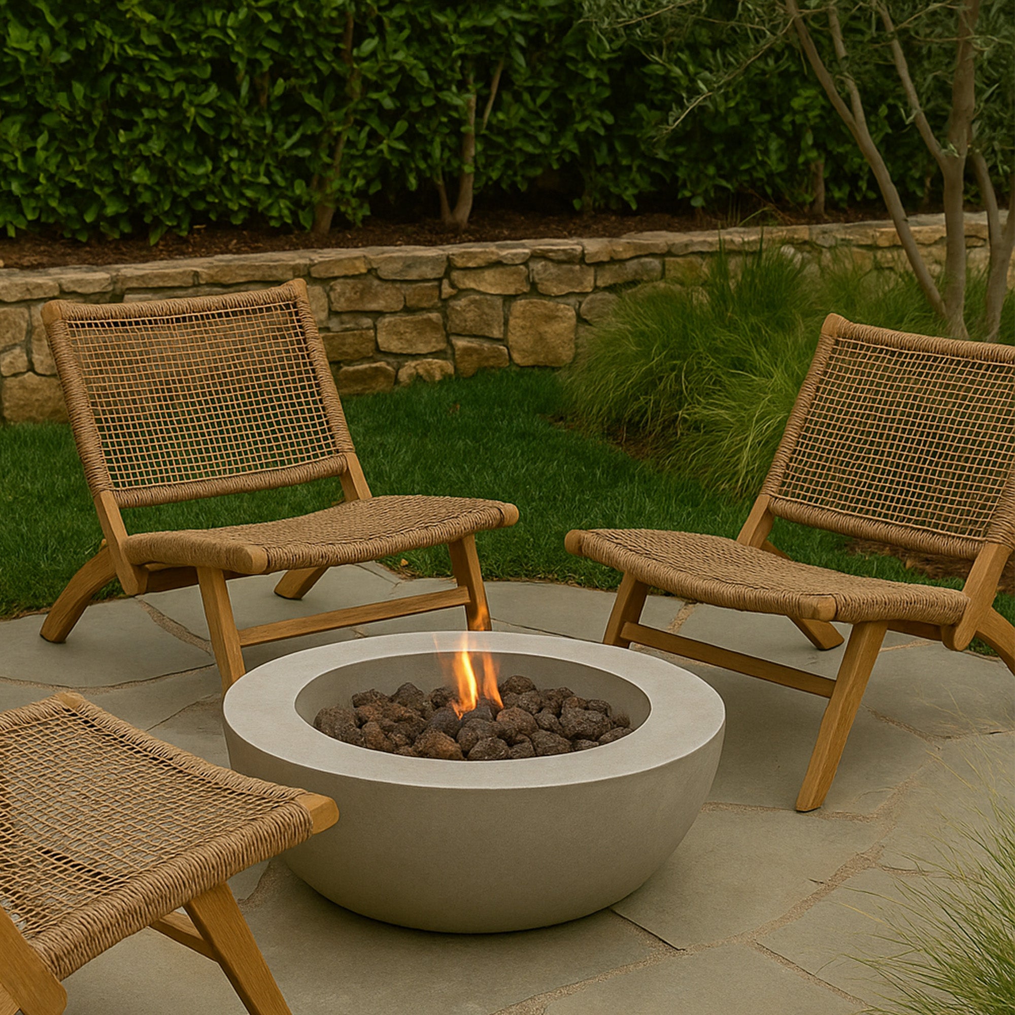 Jamaican Natural Outdoor Folding Lounge Chair with Polystrand Seat