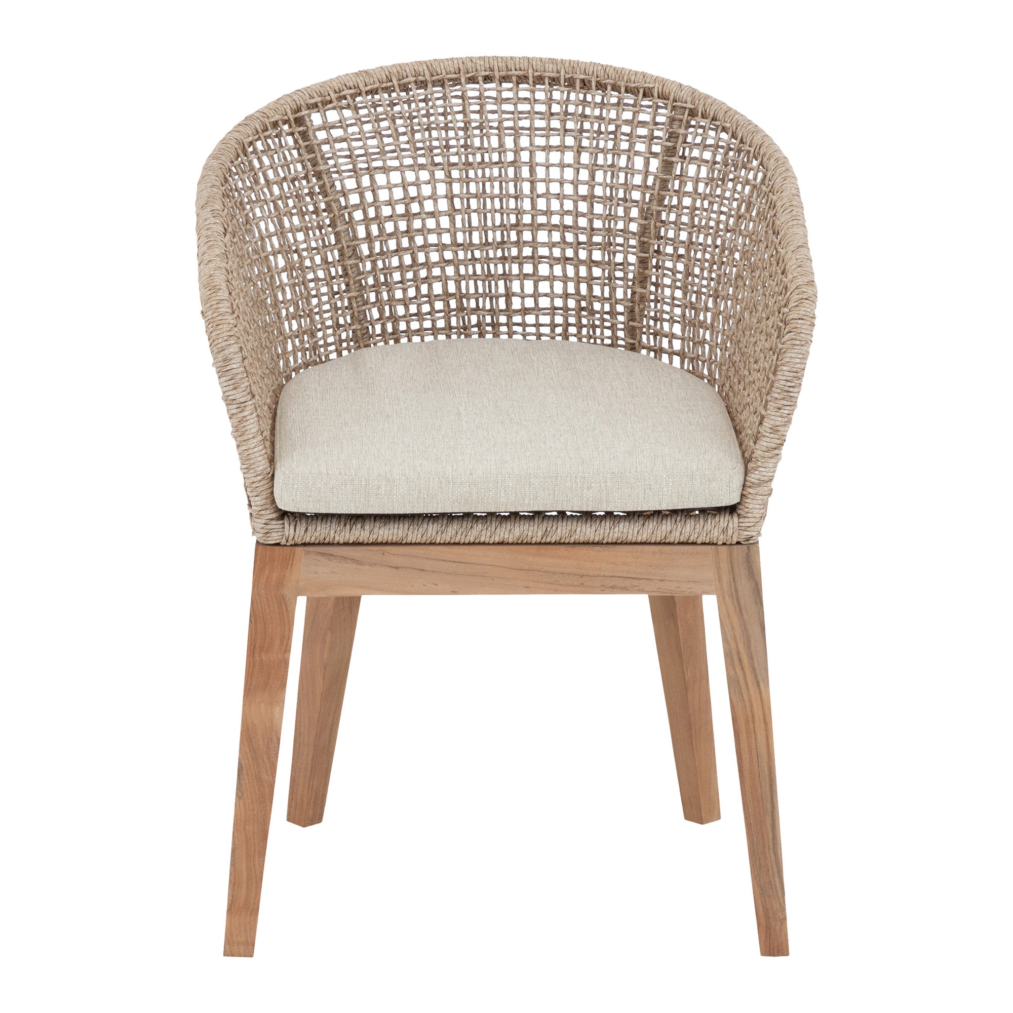 Natural Teak Dining Chair with Rattan Weaving