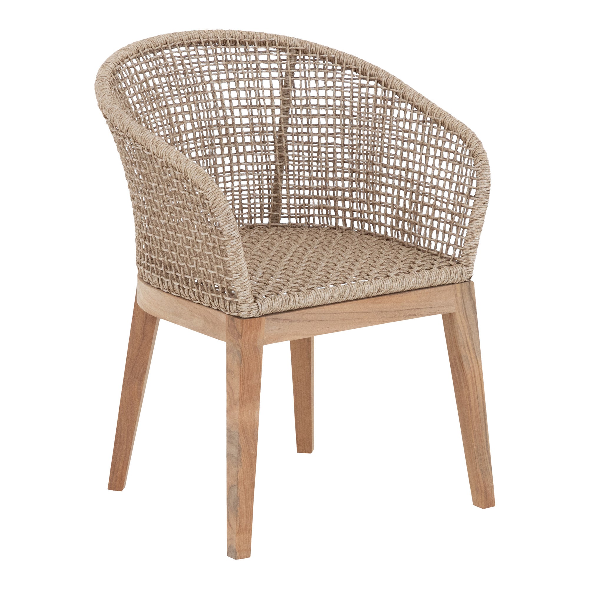 Natural Teak Dining Chair with Rattan Weaving