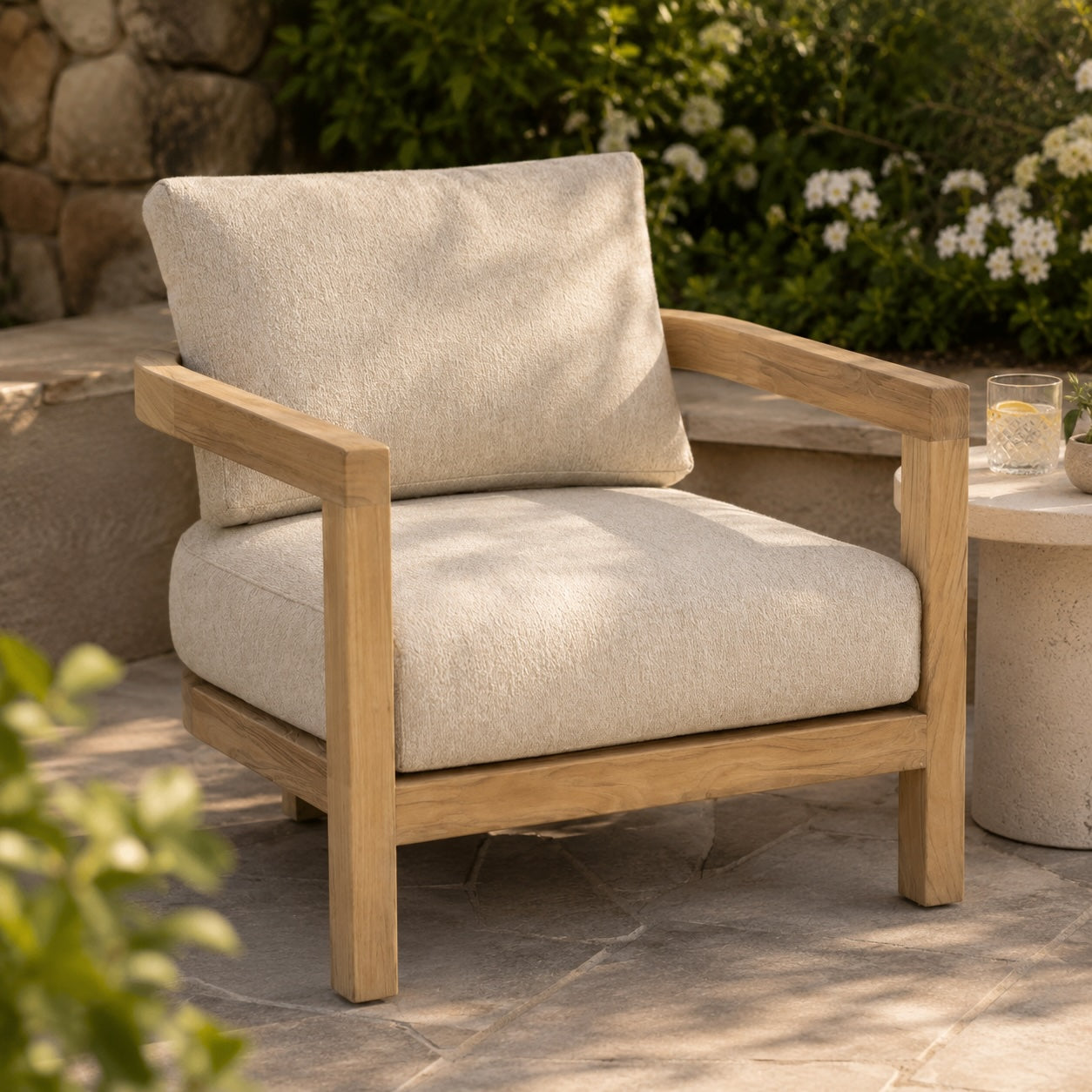 Strand Natural Teak Outdoor Lounge Chair - 30"