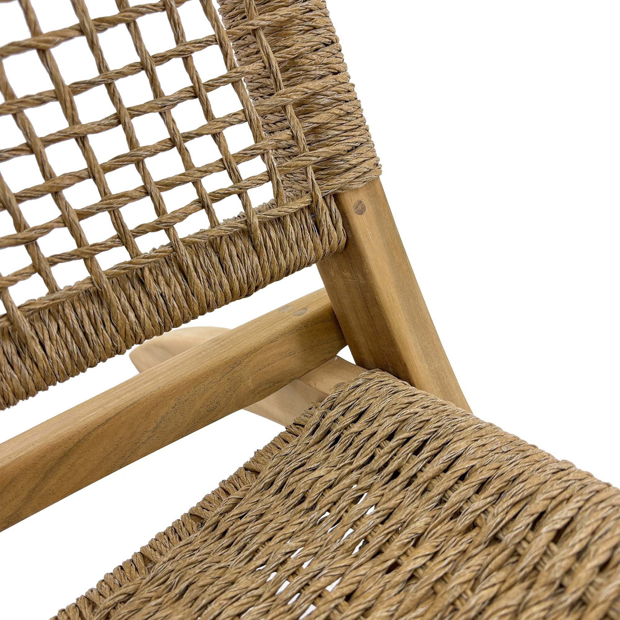 Jamaican Natural Outdoor Folding Lounge Chair with Polystrand Seat