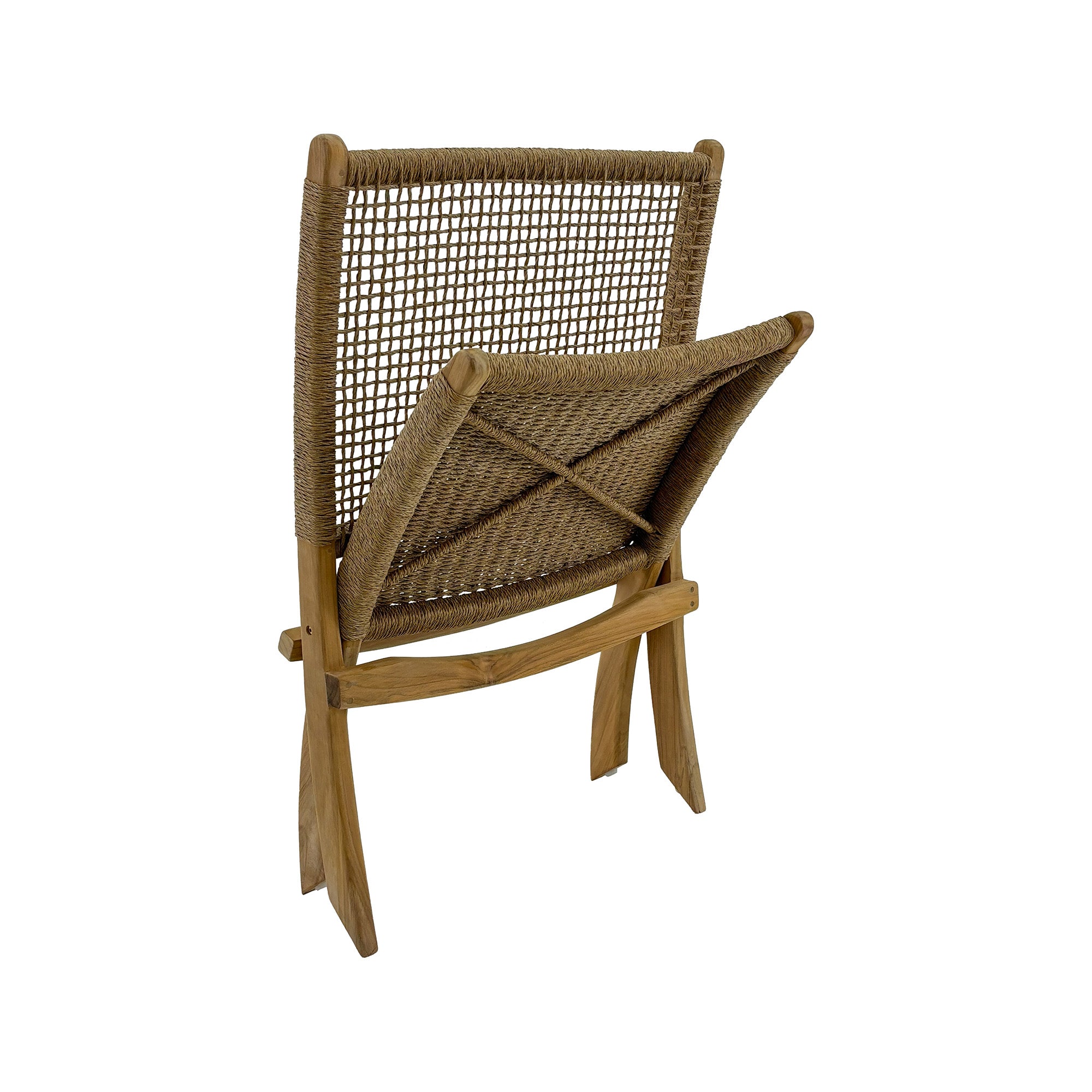 Jamaican Natural Outdoor Folding Lounge Chair with Polystrand Seat