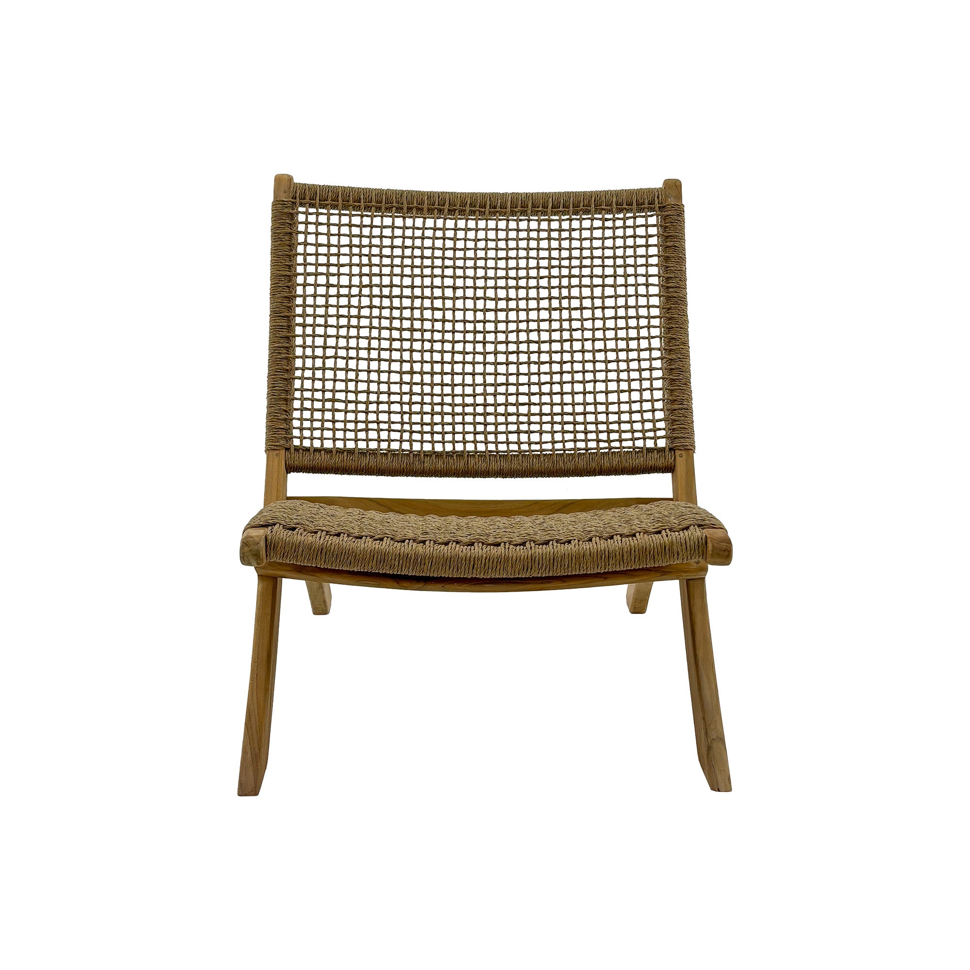 Jamaican Natural Outdoor Folding Lounge Chair with Polystrand Seat