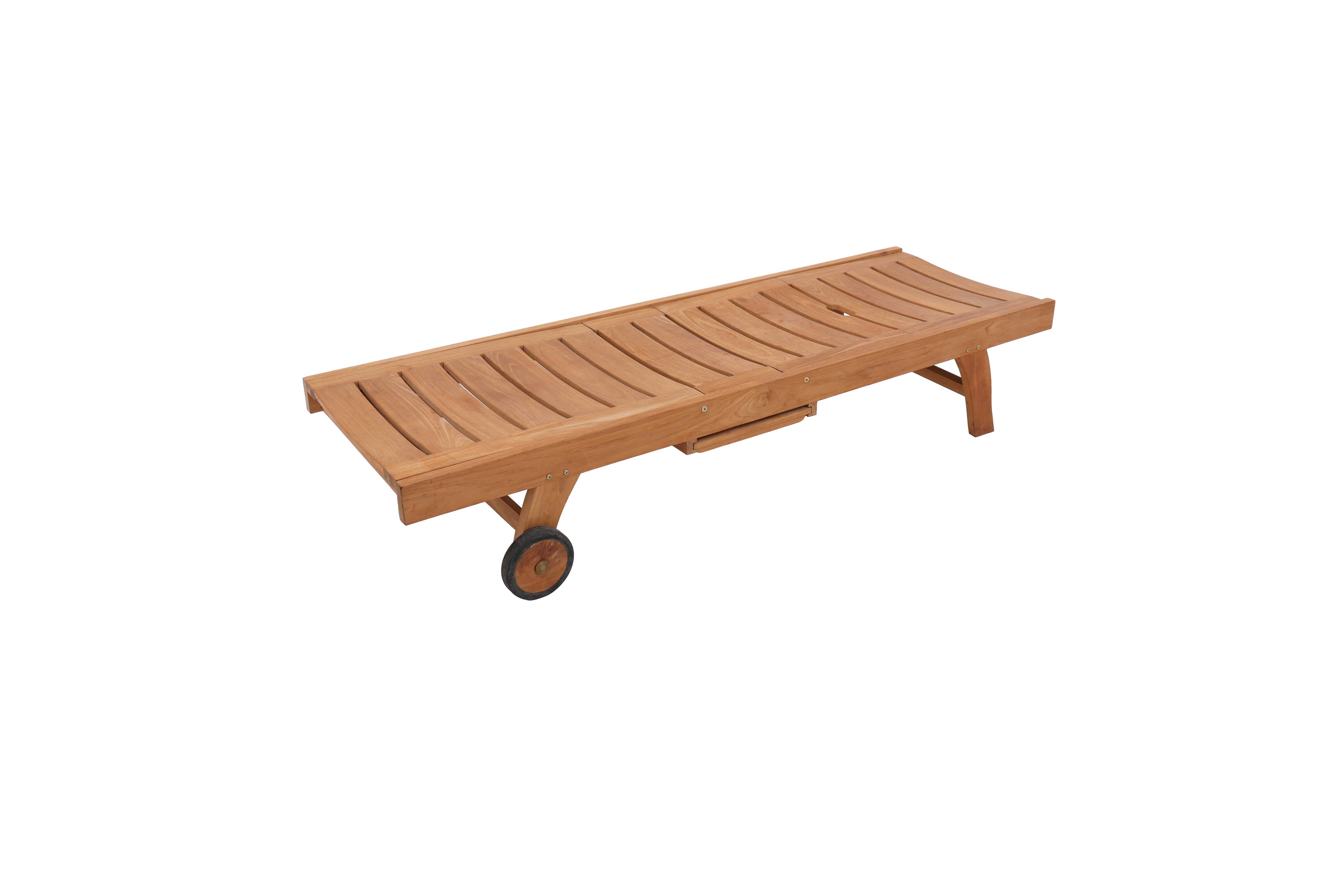 Naples Natural Teak Outdoor Sun Lounger with Adjustable Seat and Side Table
