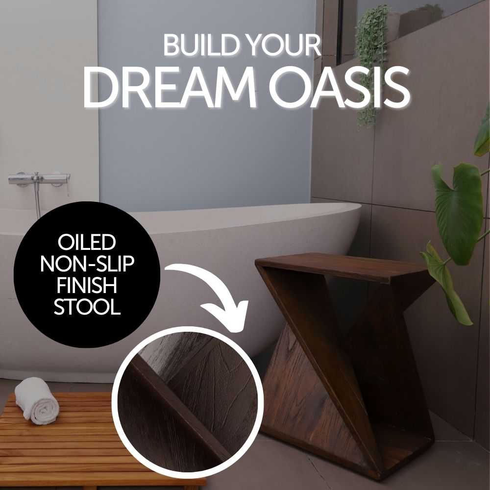 Remington Dark Teak Shower and Bath Twisted Stool