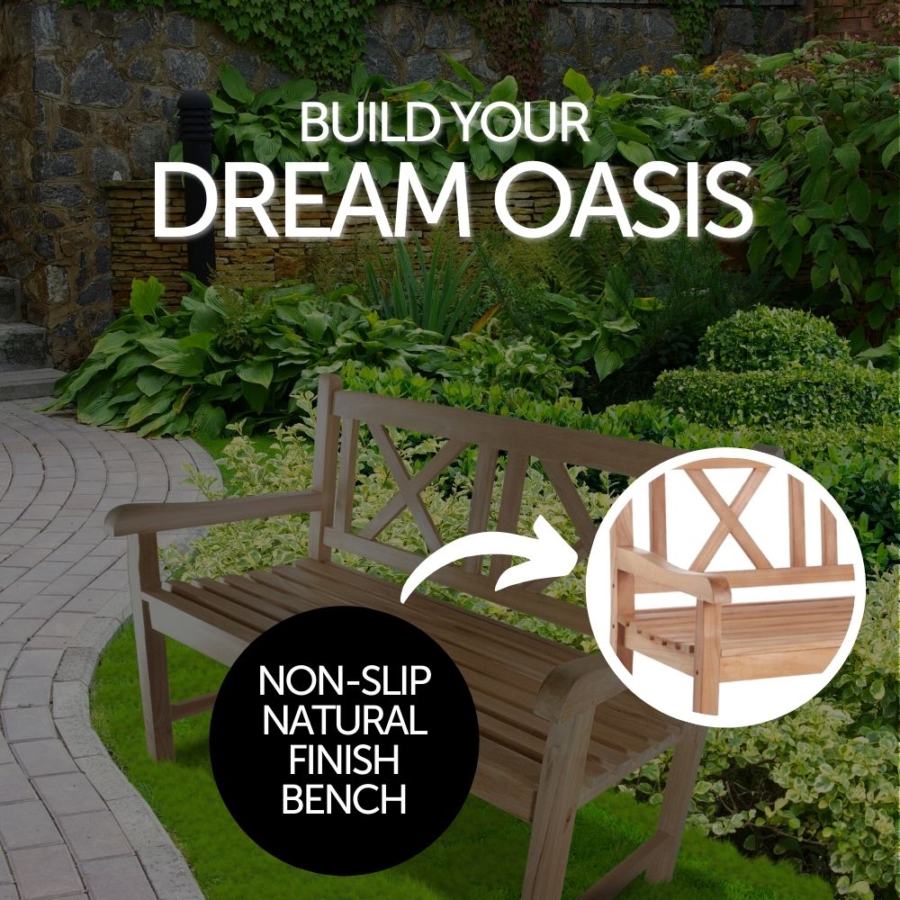 Barbados 2 Person Natural Teak Outdoor Bench