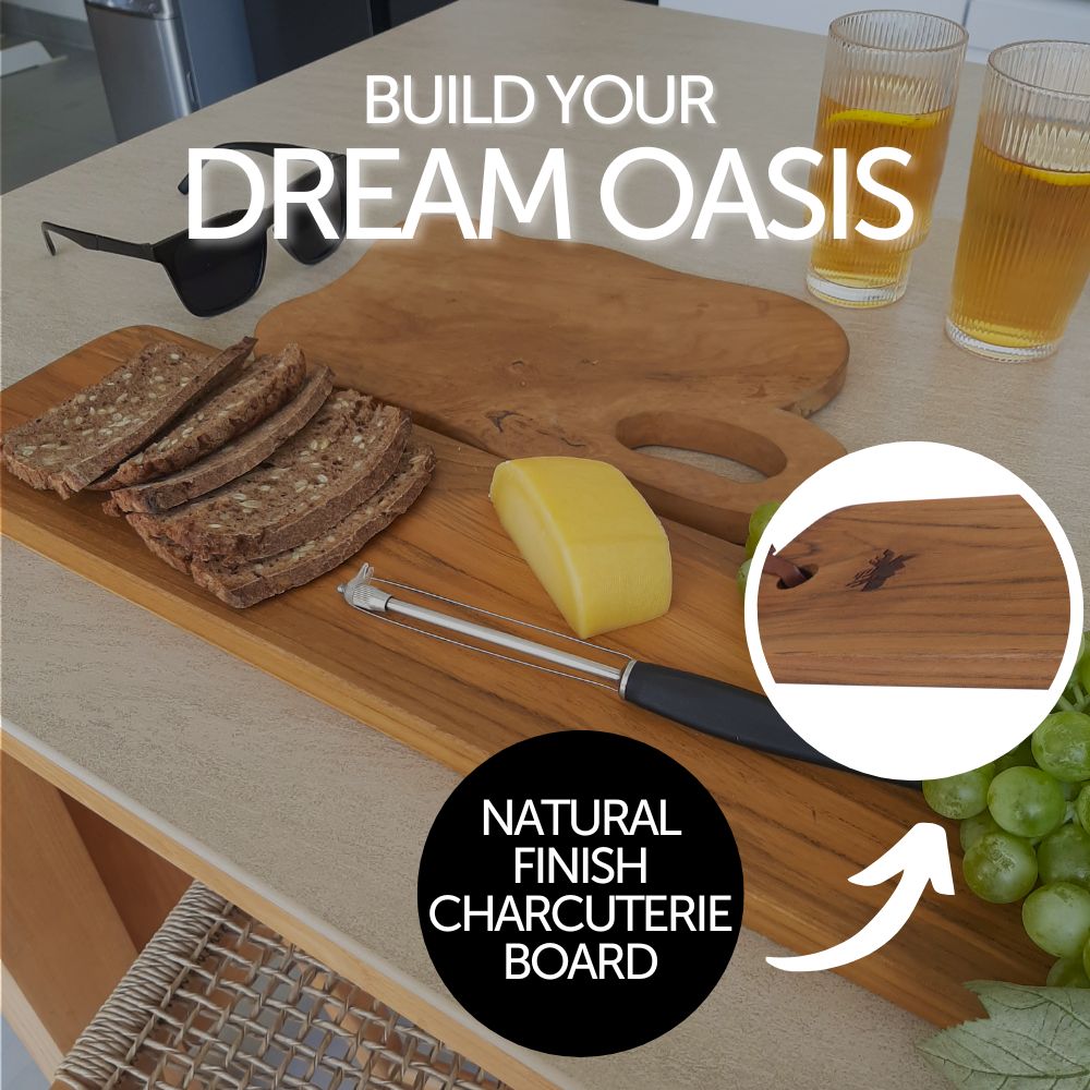 Natural Teak Charcuterie/Cutting Board 24"