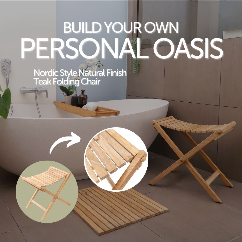 Sierra Natural Teak Outdoor Folding String Seat