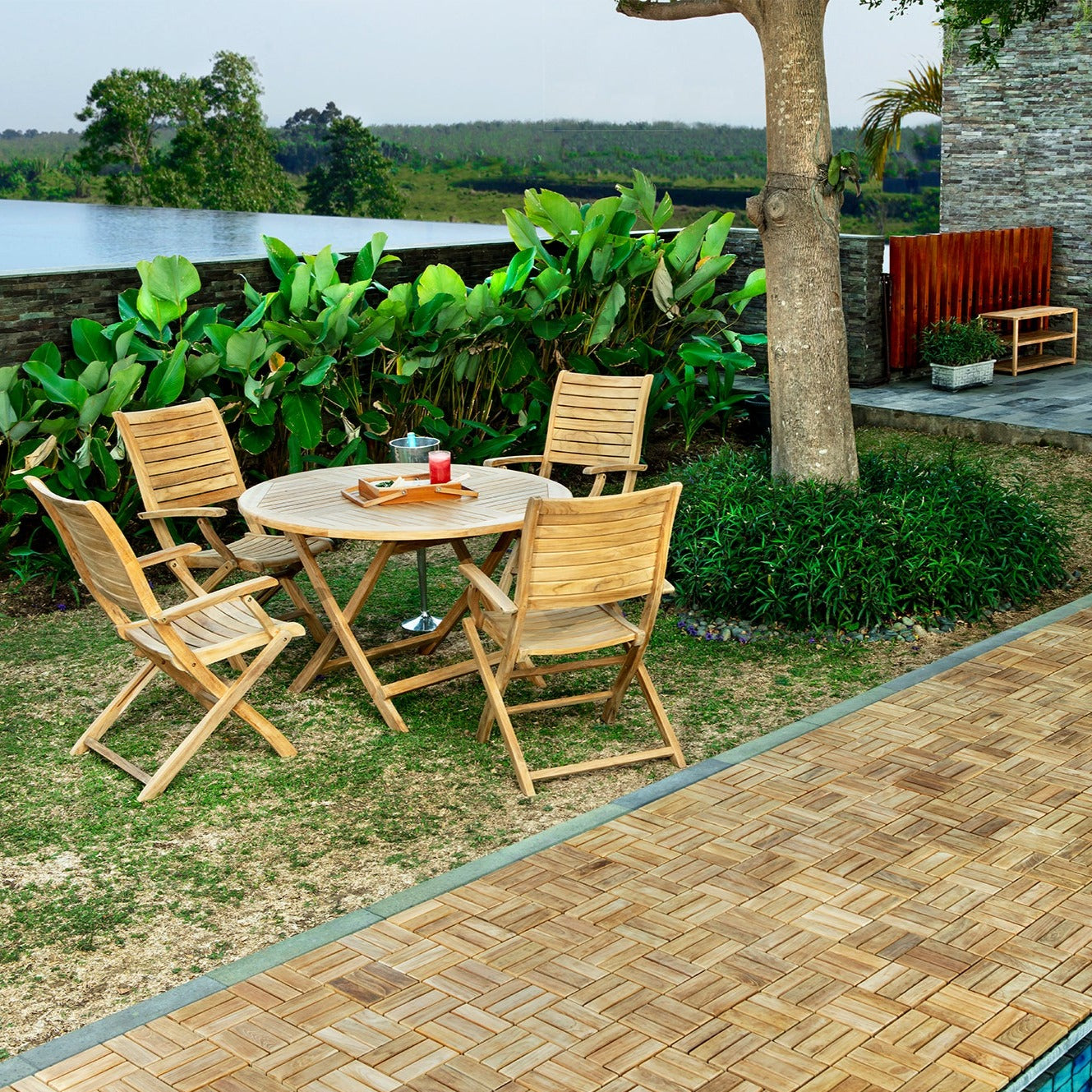 Naples Dining Set (Table + 4 Chairs With Arm Rests)