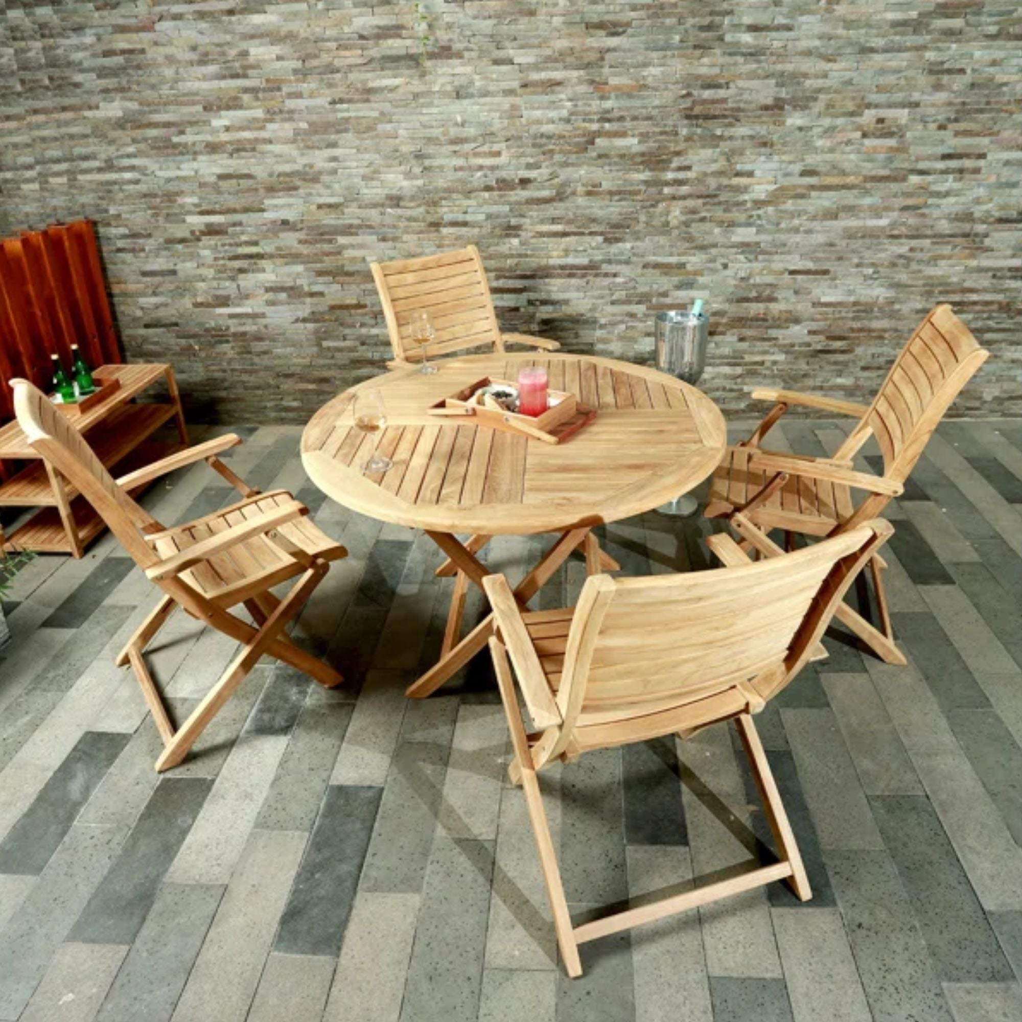 Naples Dining Set (Table + 4 Chairs With Arm Rests)