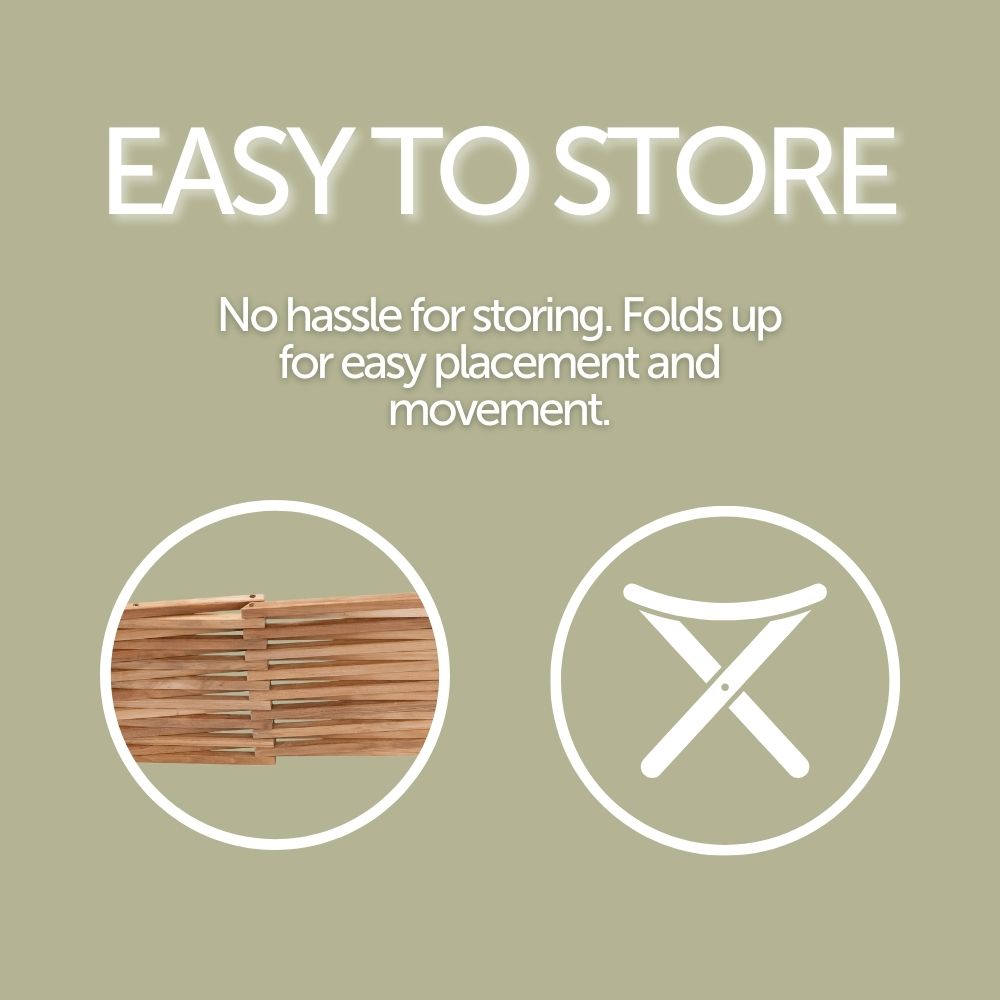 Kingsland Natural Folding Stool with Horizontal Slats