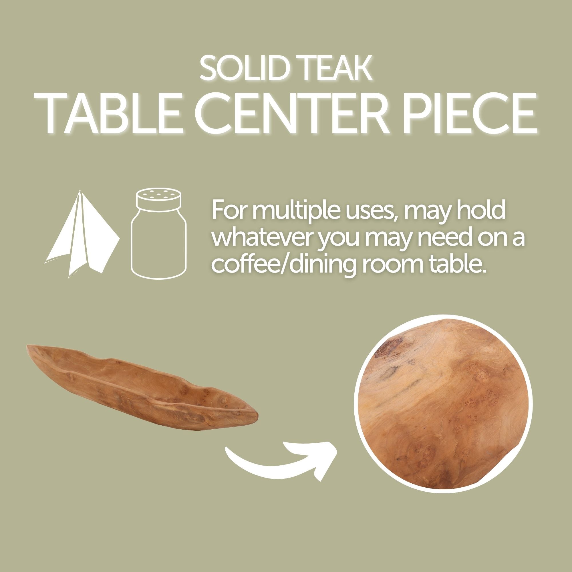 Viking Boat Natural Teak Table Centerpiece