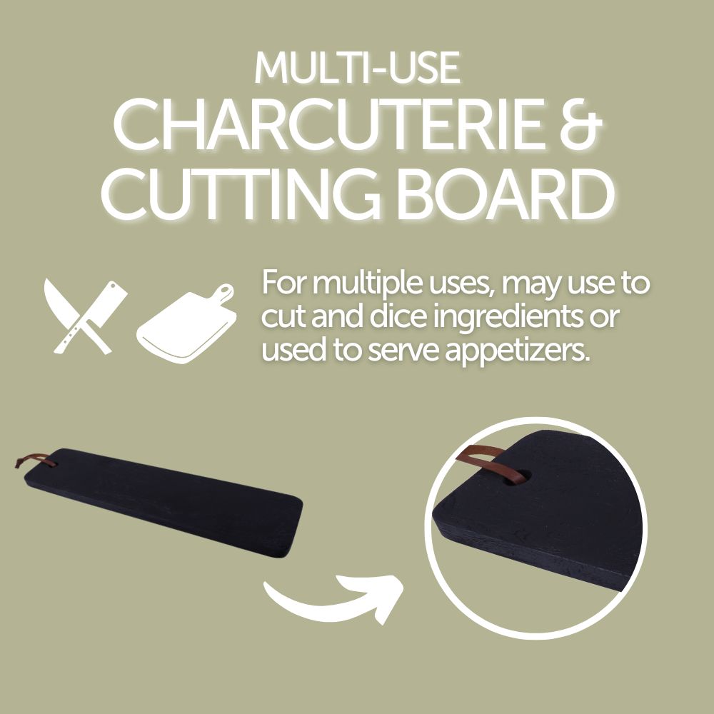 Charcoal Teak Charcuterie/Cutting Board 24"
