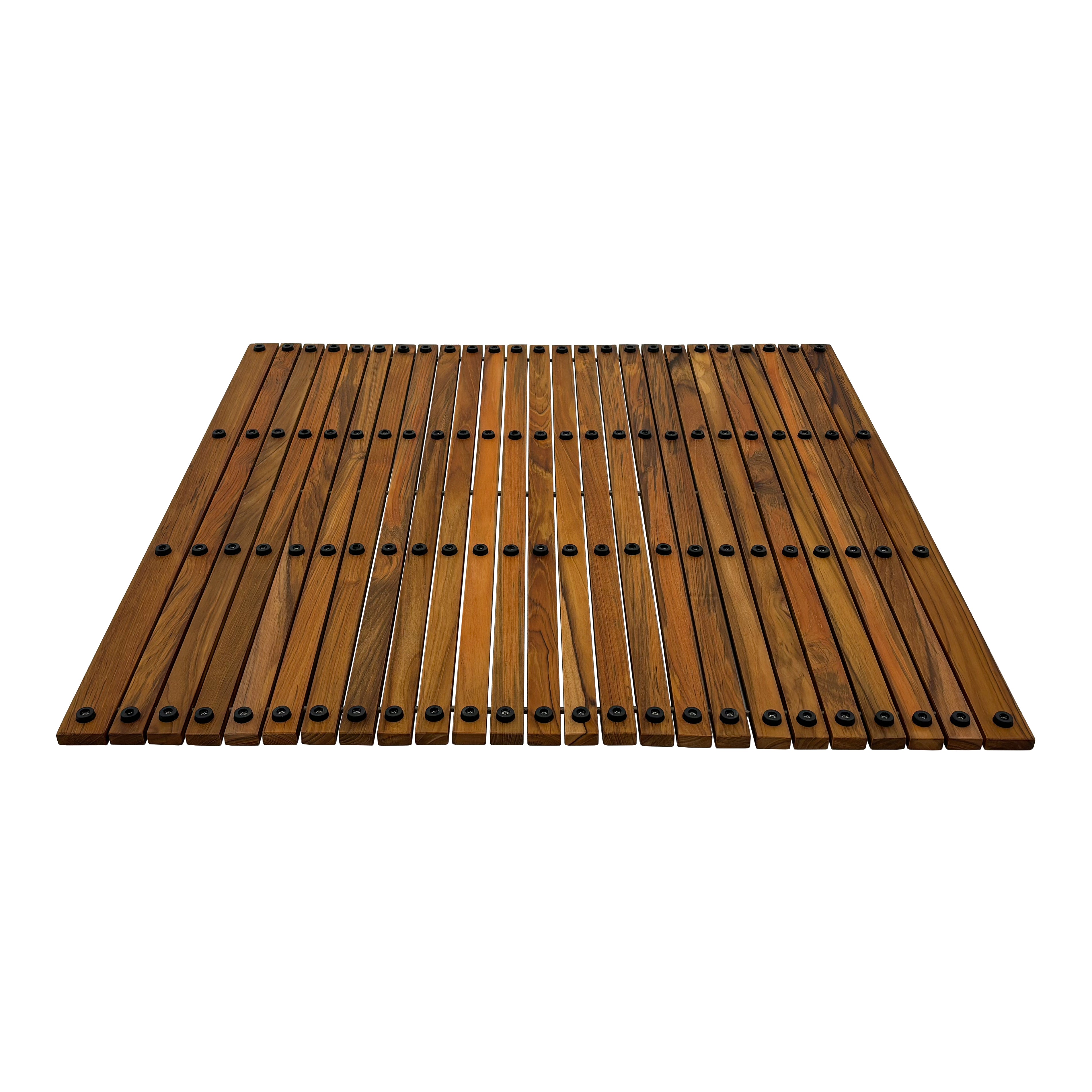 Chiba Teak Shower and Bath String Mat with Rubber Footing 36″ x 36"
