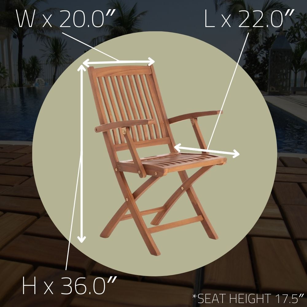 Telluride Oiled Teak Outdoor Patio Folding Chair with Arm Rests