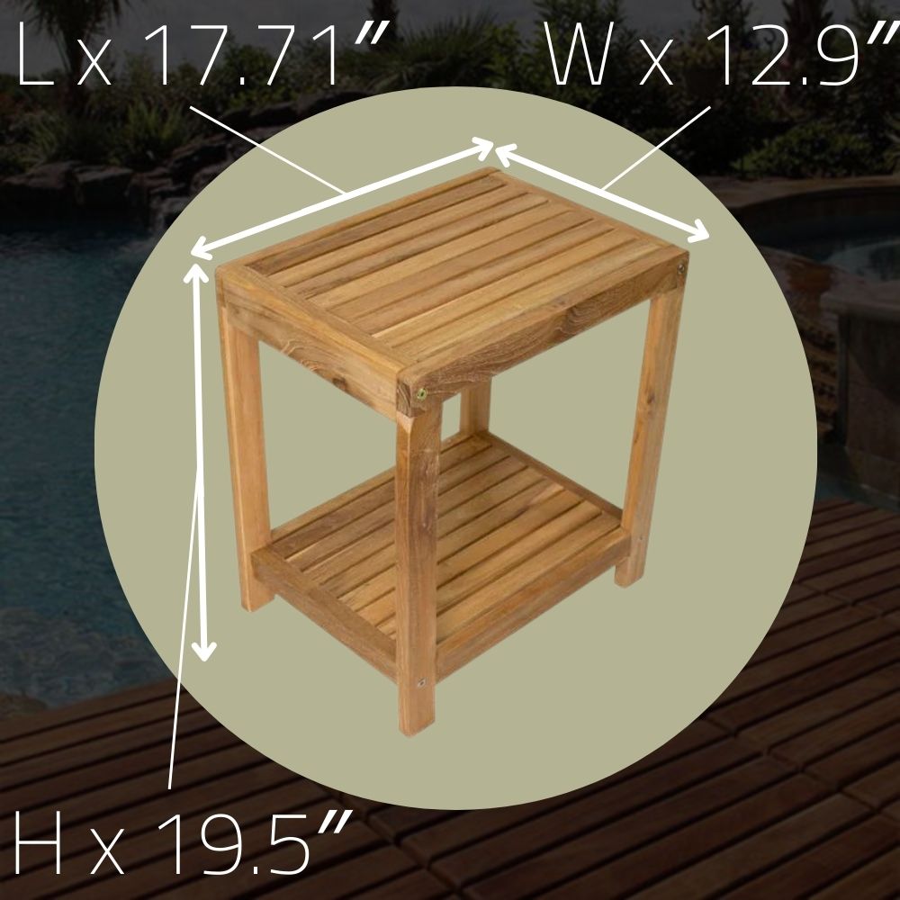 Myrtle Natural Spa Bench with Shelf – 18″