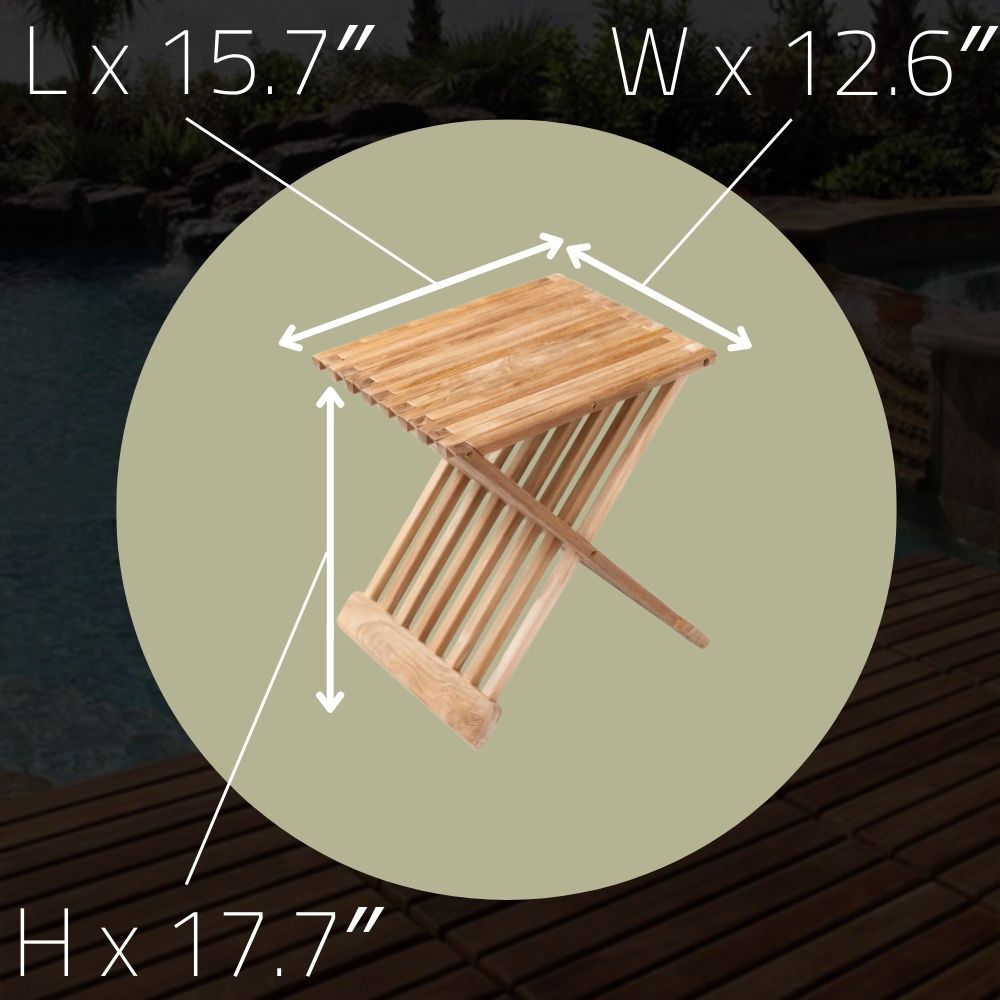Kingsland Natural Folding Stool with Horizontal Slats