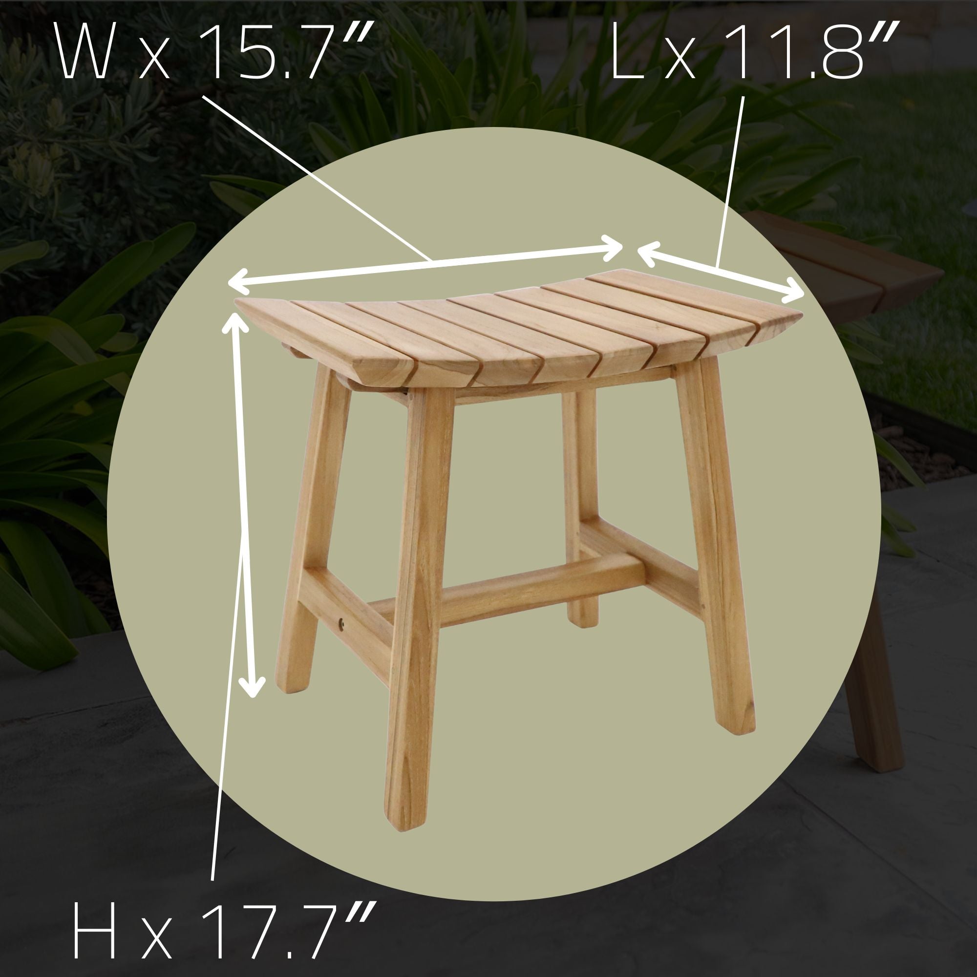 Phoenix Natural Teak Shower and Bath Slatted Stool