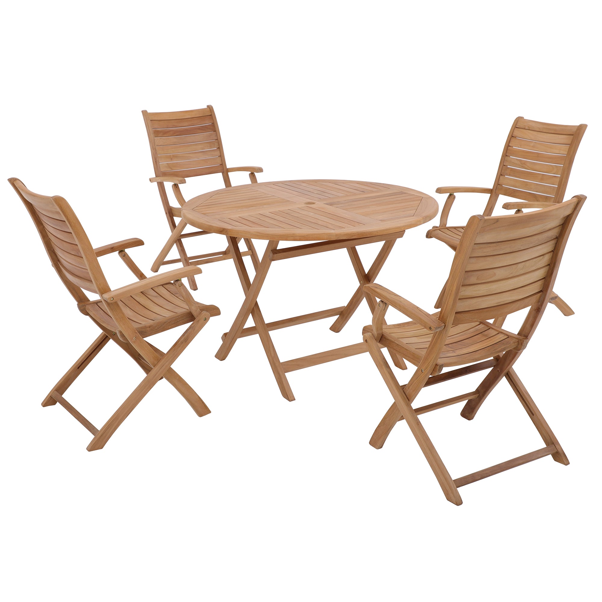 Naples Natural Teak Outdoor Foldable Round Dining Table - 47"