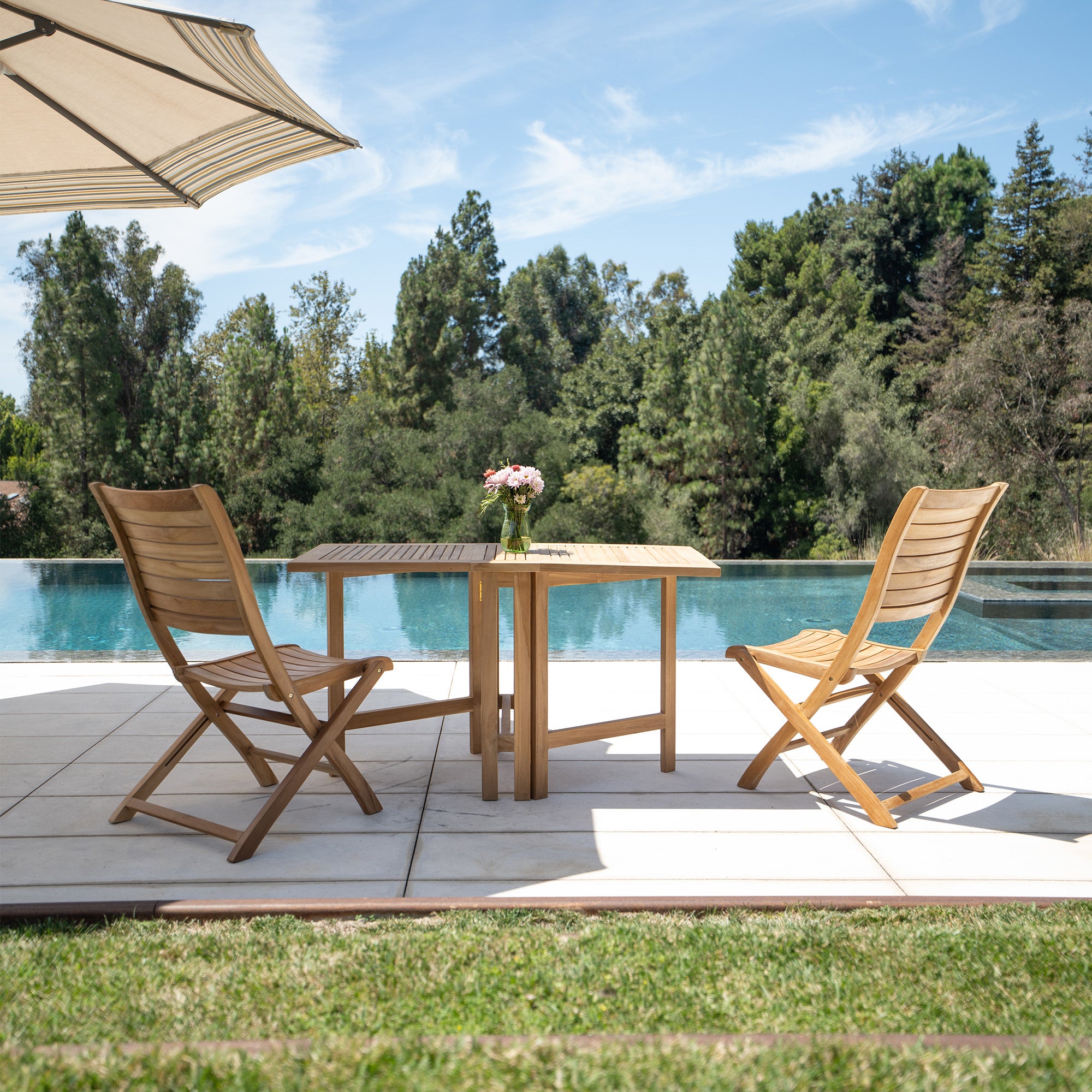Telluride Natural Teak Rectangular Dual Folding Balcony Table - 51"