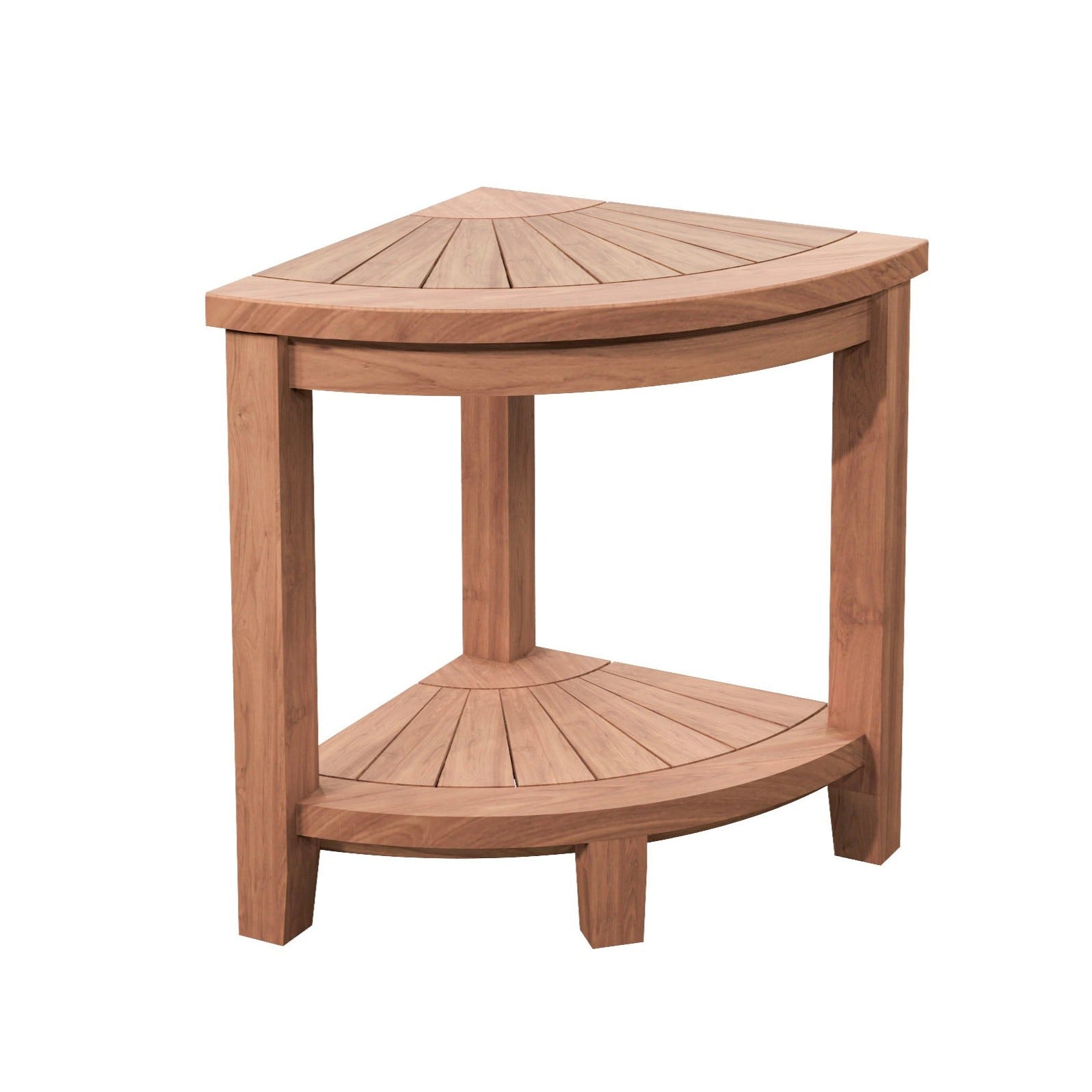 Zimbabwe Natural Teak Shower and Bath Corner Stool with Shelf