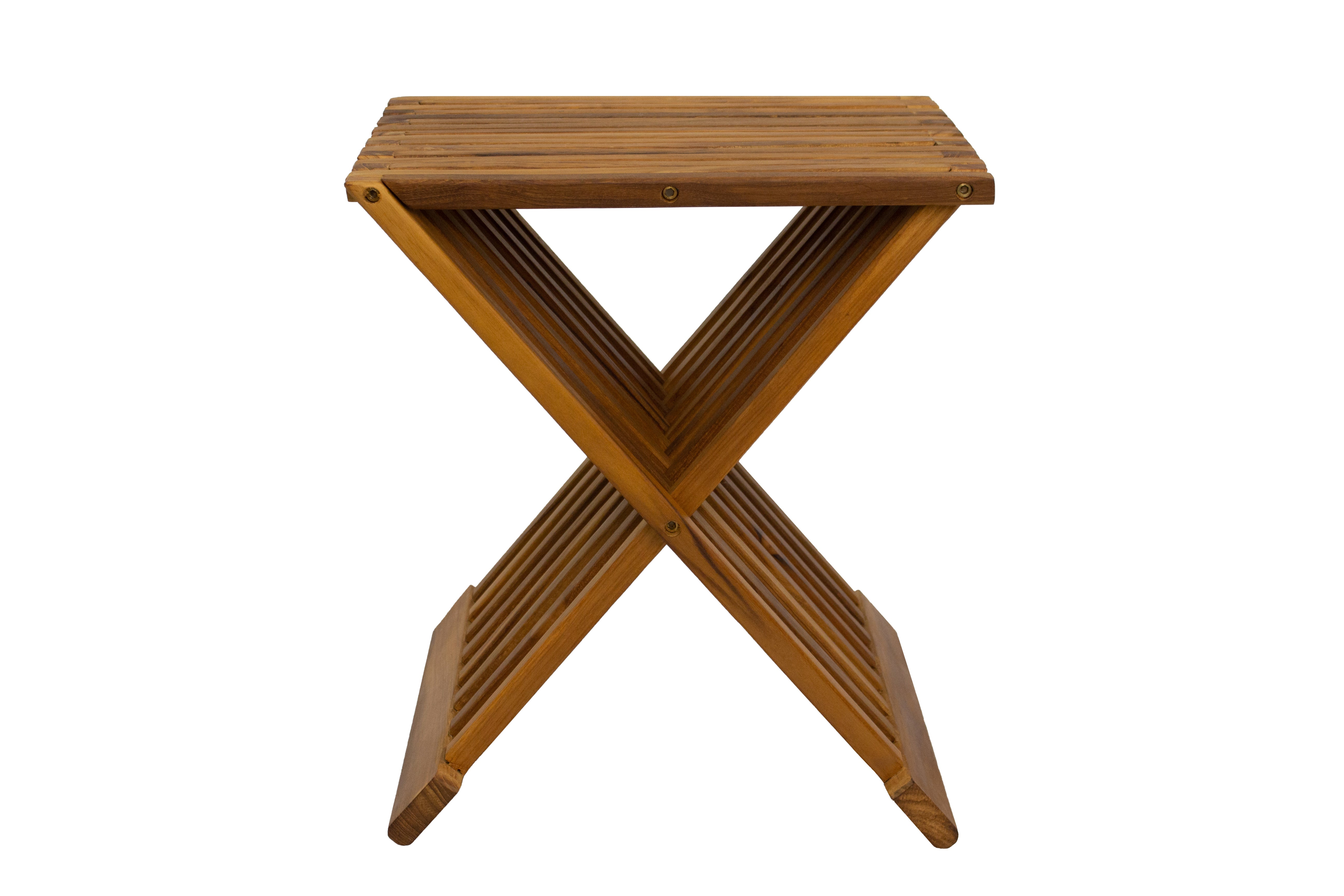 Winchester Teak Shower and Bath Folding Stool with Horizontal Slats