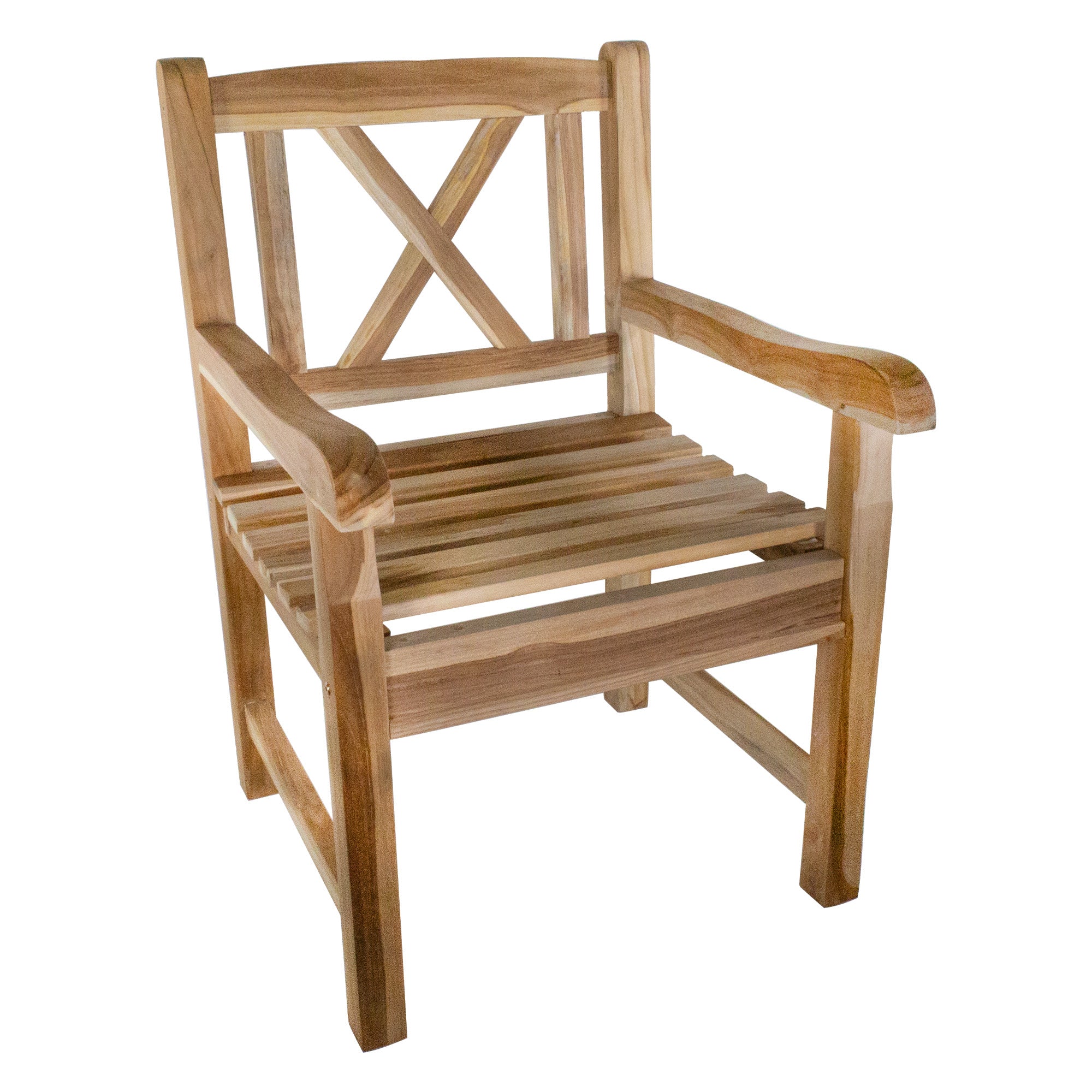 Stockholm Natural Teak Outdoor Patio Dining Chair with Arm Rests