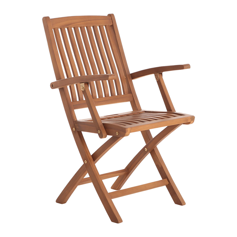 Telluride Oiled Teak Outdoor Patio Folding Chair with Arm Rests
