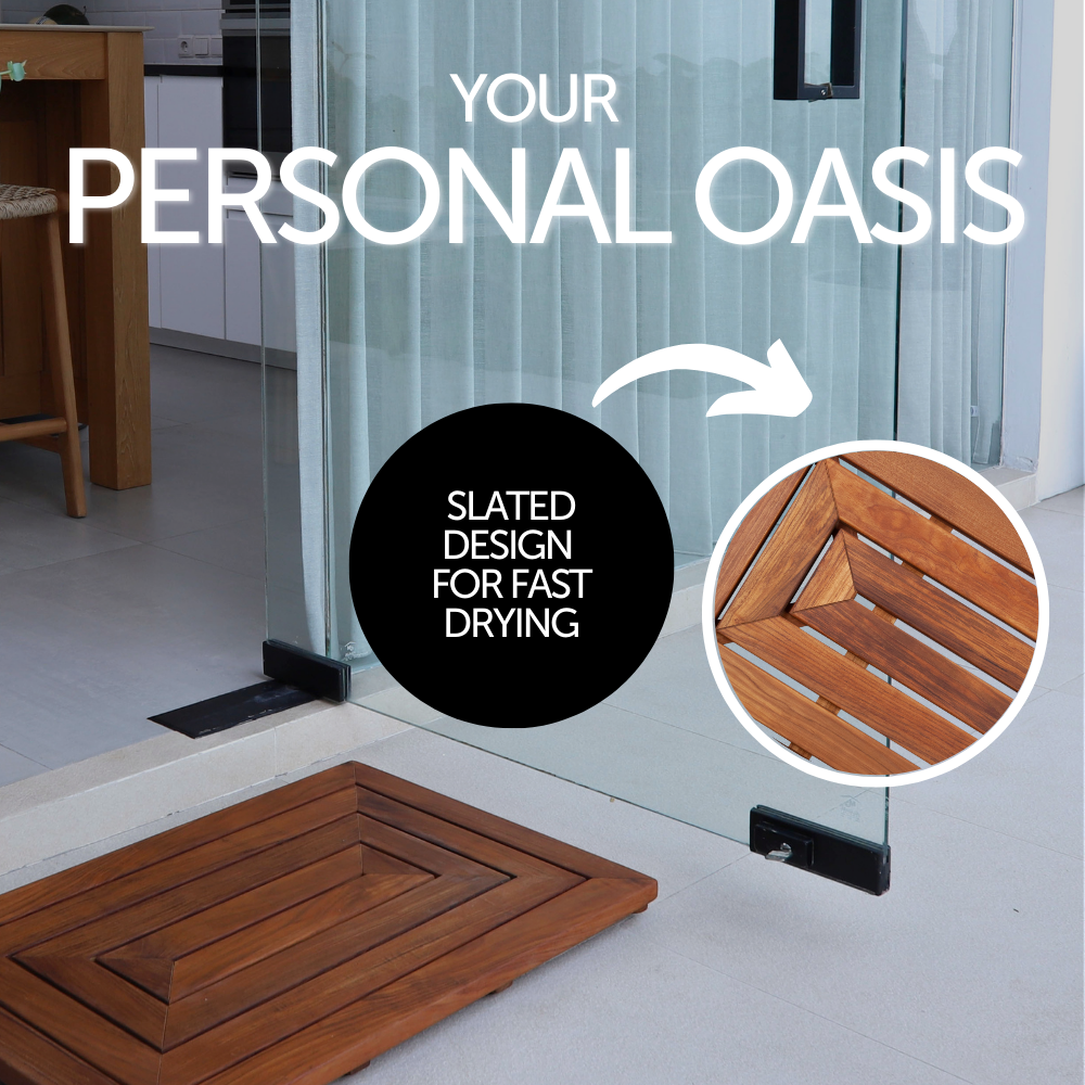 Aromi Oiled Teak Shower and Bath Mat 31.4″ x 19.6″