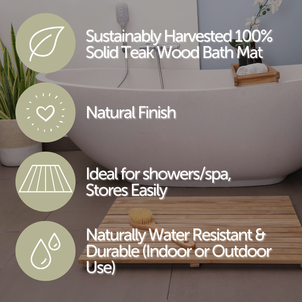 Western Natural Teak Shower and Bath Mat 31.4″ x 19.6″