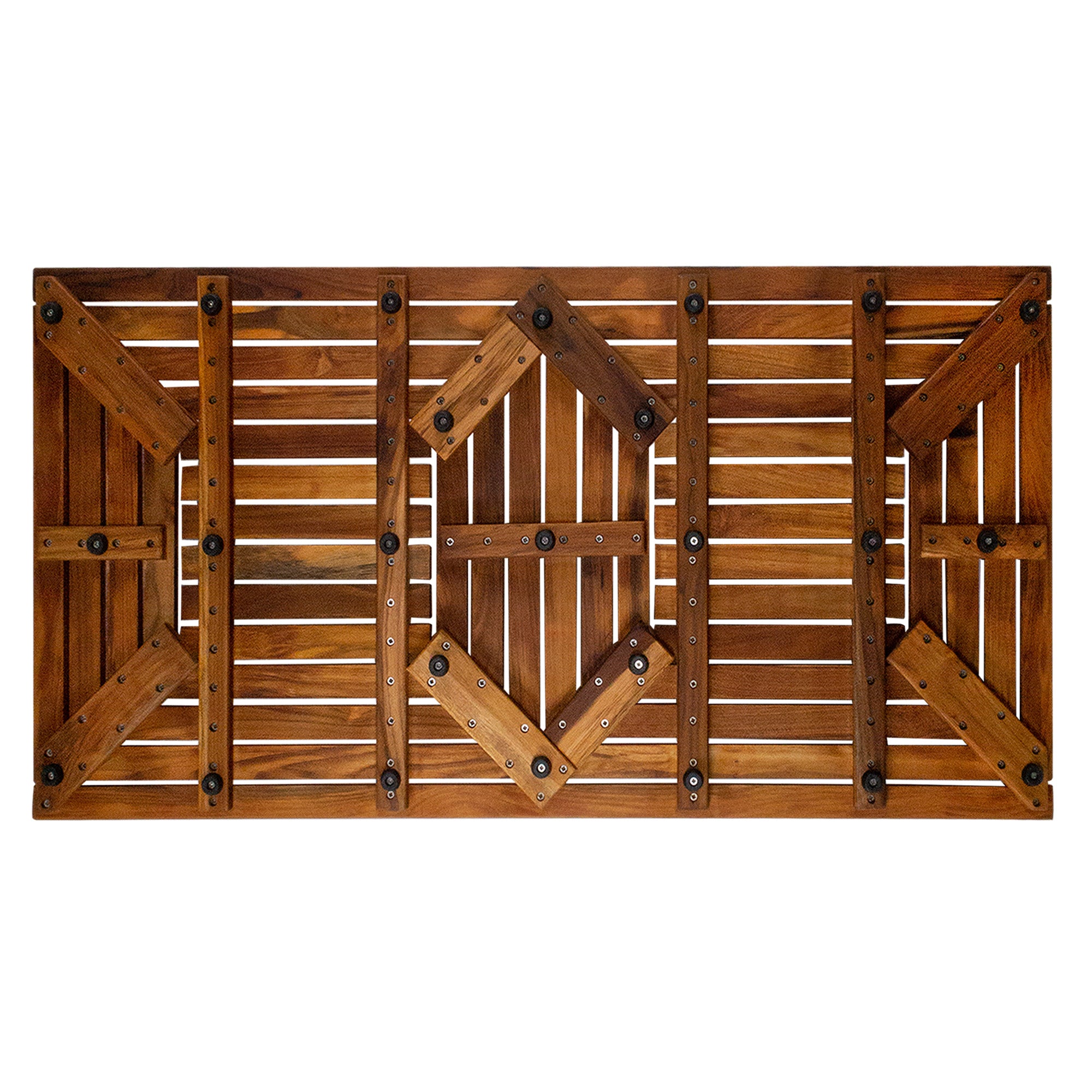 Denver Oiled Double Framed Teak Shower and Bath Mat 39" x 19"