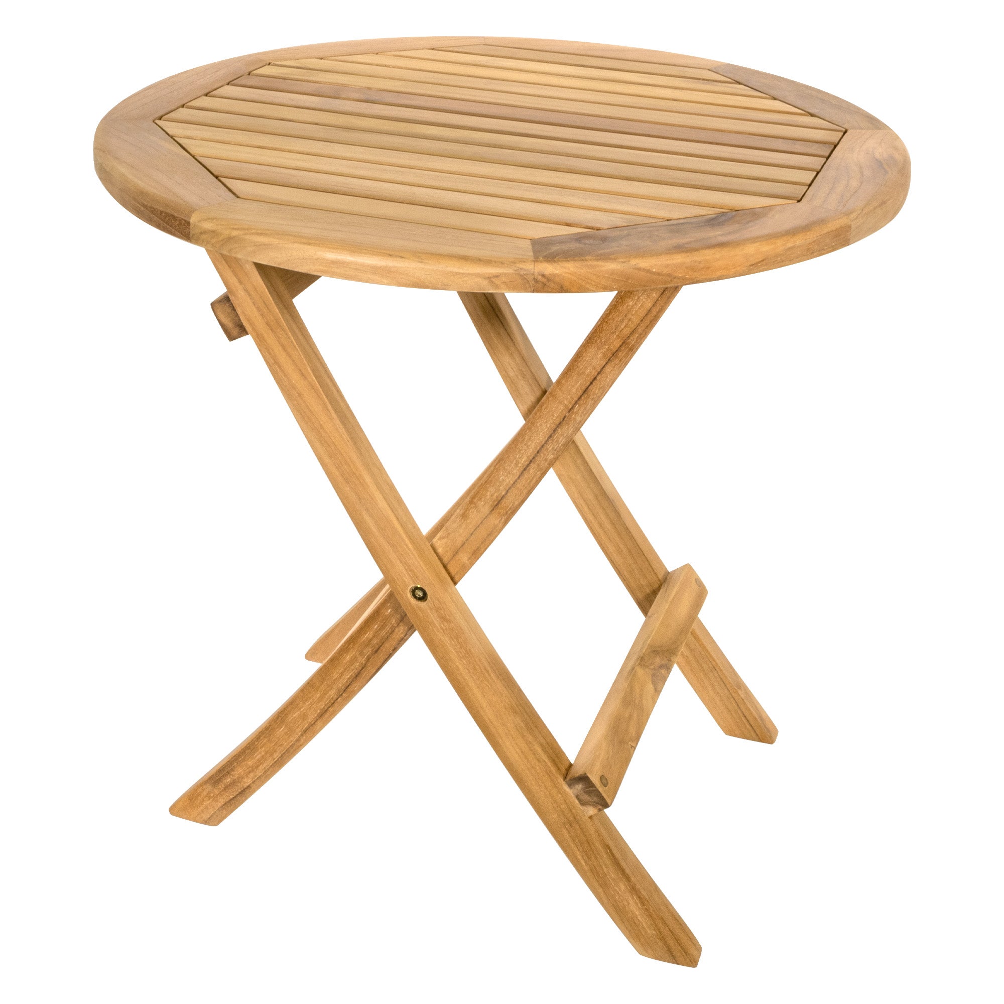 Ruger Natural Teak Outdoor Round Folding Side Table - 20"