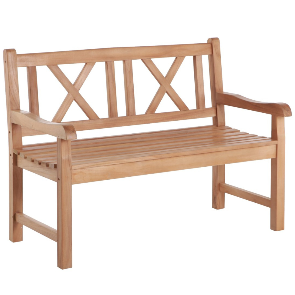 Åre 2 Person Natural Teak Outdoor Patio and Garden Bench