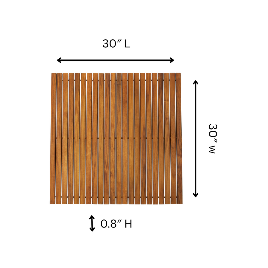 Teak String Mat Sapporo Teak Shower and Bath String Mat with Rubber Footing 30″ x 30″