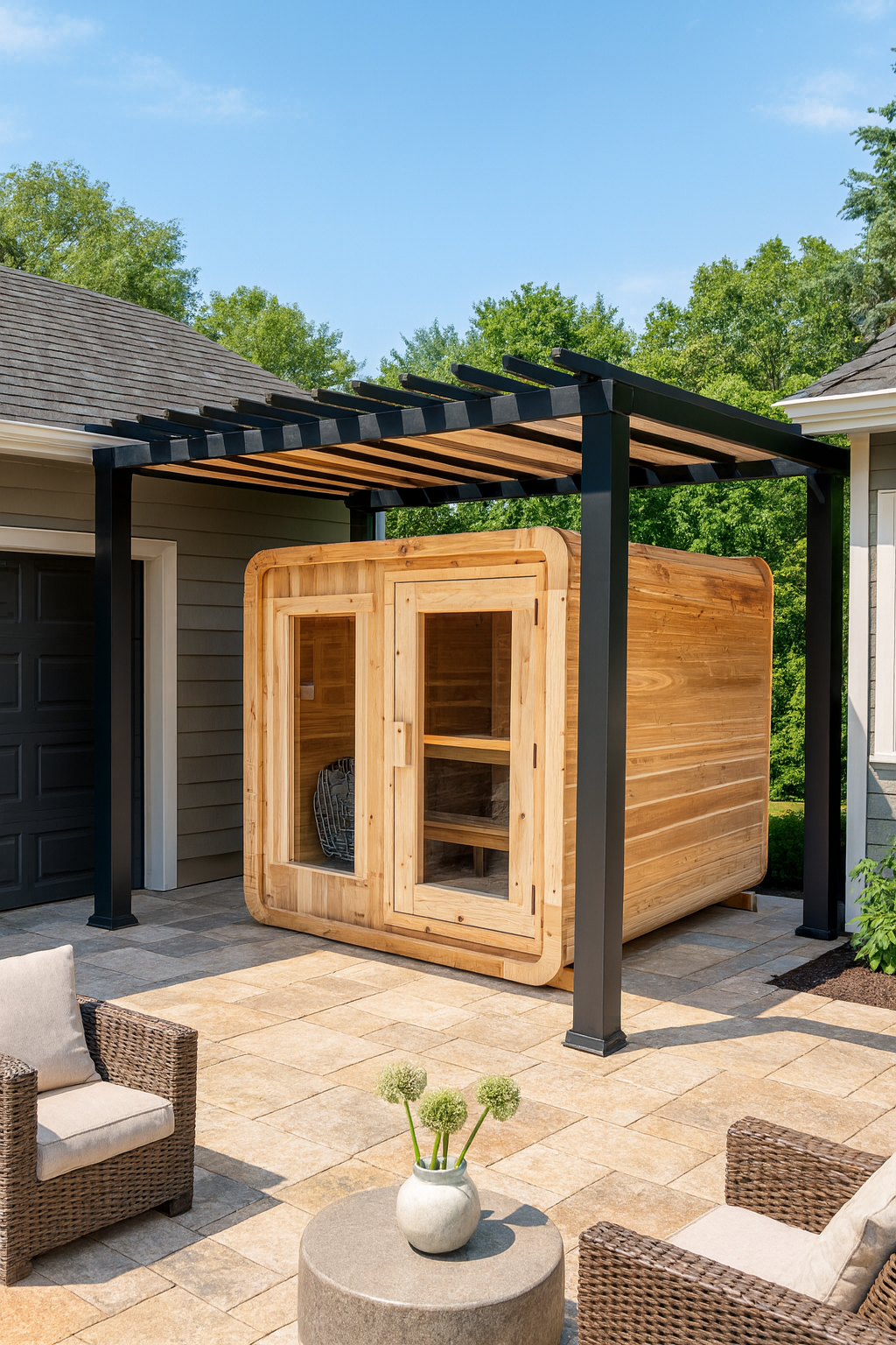 4-Person Cedar Wood Outdoor/Indoor Sauna Pod