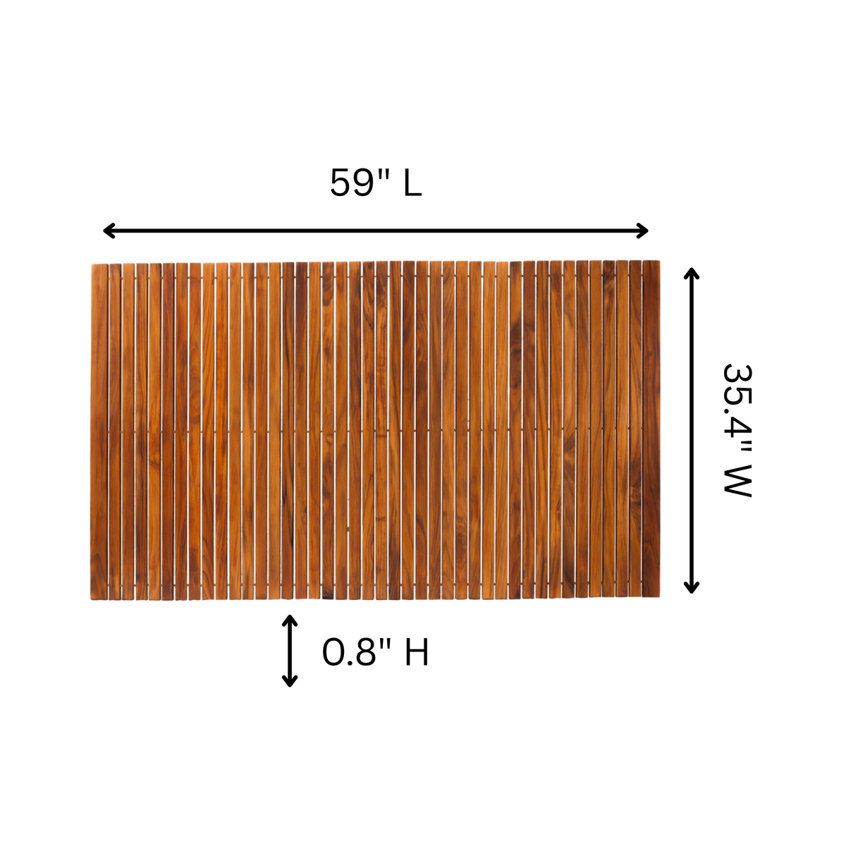Spokane Extra Large Oiled Teak Shower and Bath String Mat with Rubber