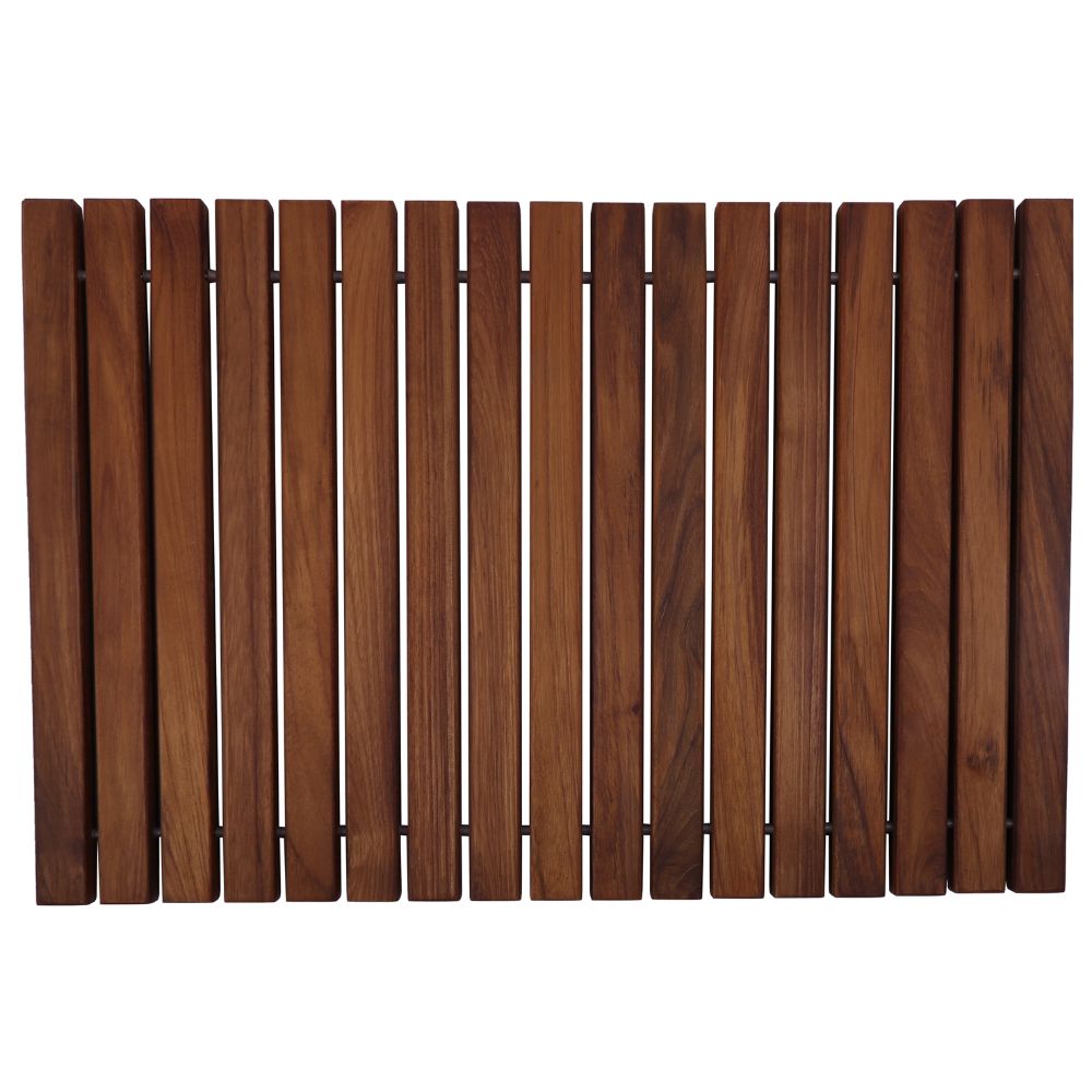 Sunriver Oiled Teak Shower and Bath String Mat with Rubber Feet 23.62" x 15.75"