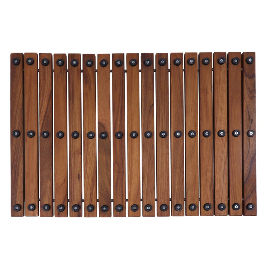 Sunriver Oiled Teak Shower and Bath String Mat with Rubber Feet 23.62