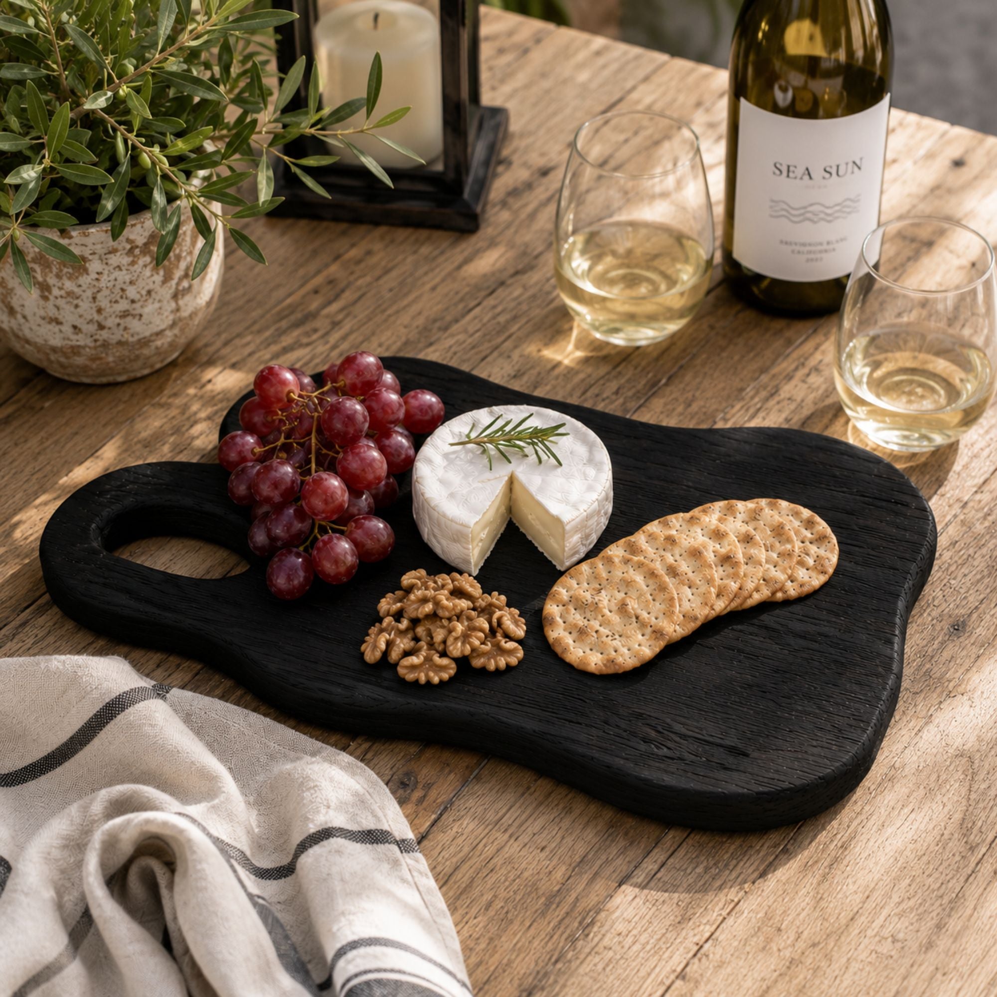 Charcoal Teak Cutting and Serving Board - 14"