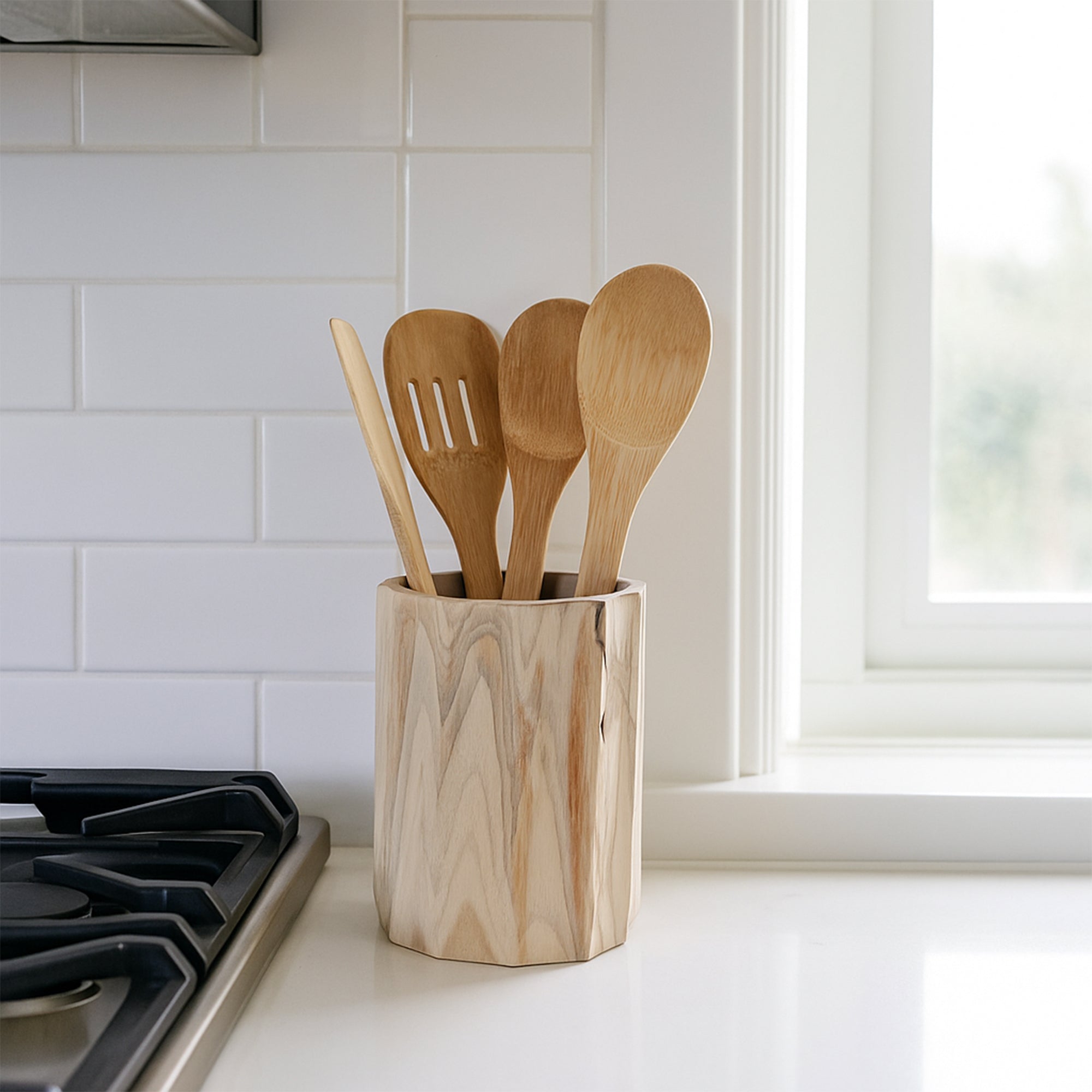 Natural Teak Root Kitchen Utensil Holder